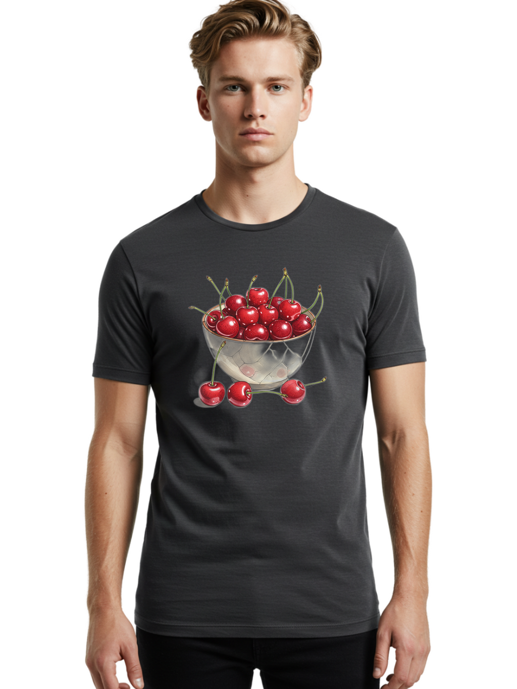 Cherries-In-Bowl-11 Men'S Graphic Tee, 100% Cotton, Comfortable Casual Summer Wear, Machine Washable, Vintage Camera, Old Camera, Antique Camera, Black Camera, Classic Photography, Photography Equipment, Nostalgic Device, Film Camera, Bai675