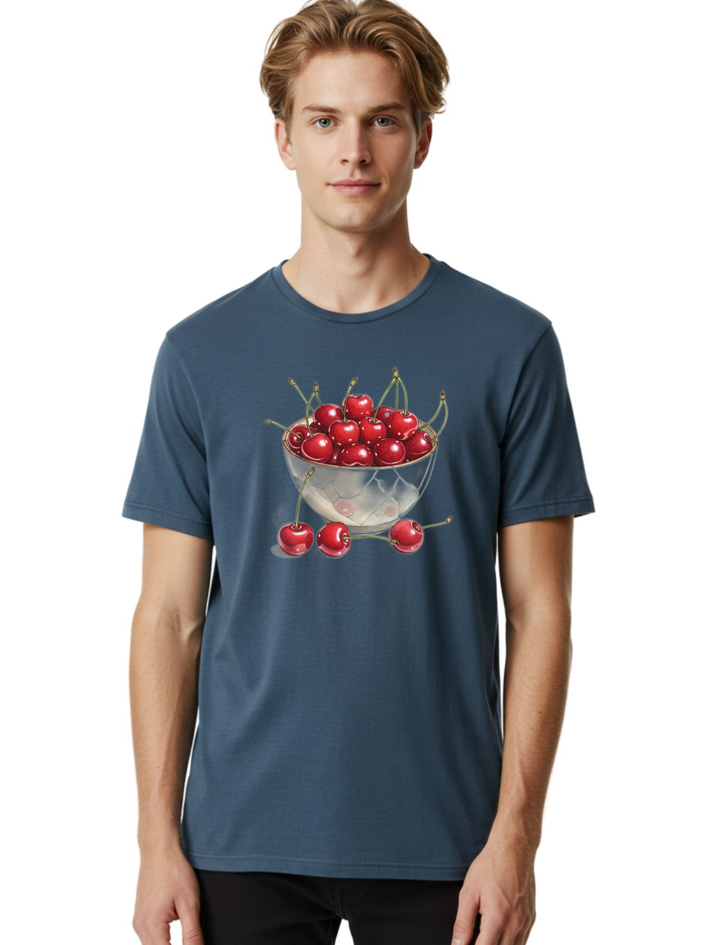 Cherries-In-Bowl-11 Men'S Graphic Tee, 100% Cotton, Comfortable Casual Summer Wear, Machine Washable, Vintage Camera, Old Camera, Antique Camera, Black Camera, Classic Photography, Photography Equipment, Nostalgic Device, Film Camera, Bai675