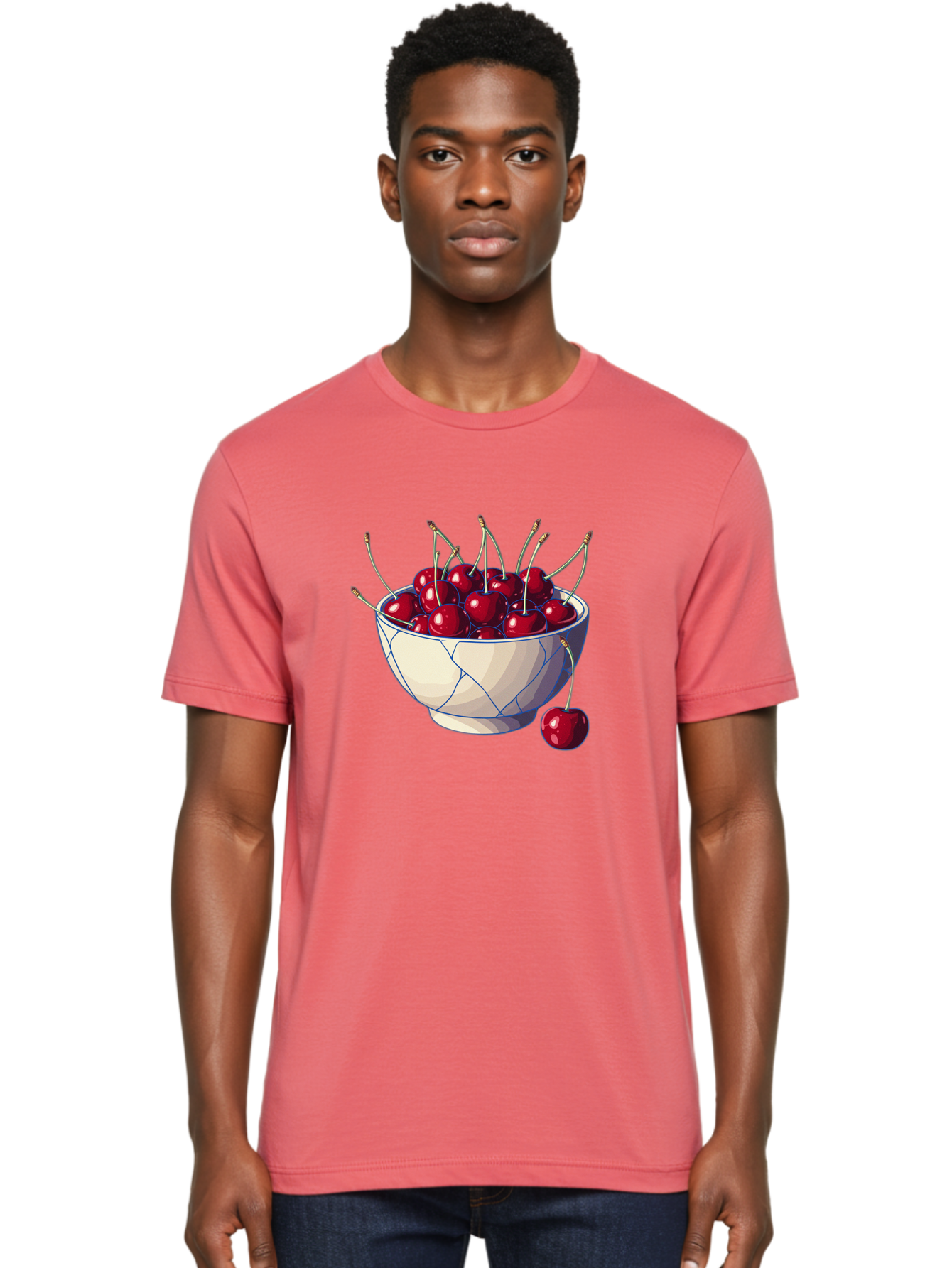 Cherries-In-Bowl-12 Men'S Graphic Tee, 100% Cotton, Comfortable Casual Summer Wear, Machine Washable, Vintage Camera, Old Camera, Antique Camera, Black Camera, Classic Photography, Photography Equipment, Nostalgic Device, Film Camera, Bai676