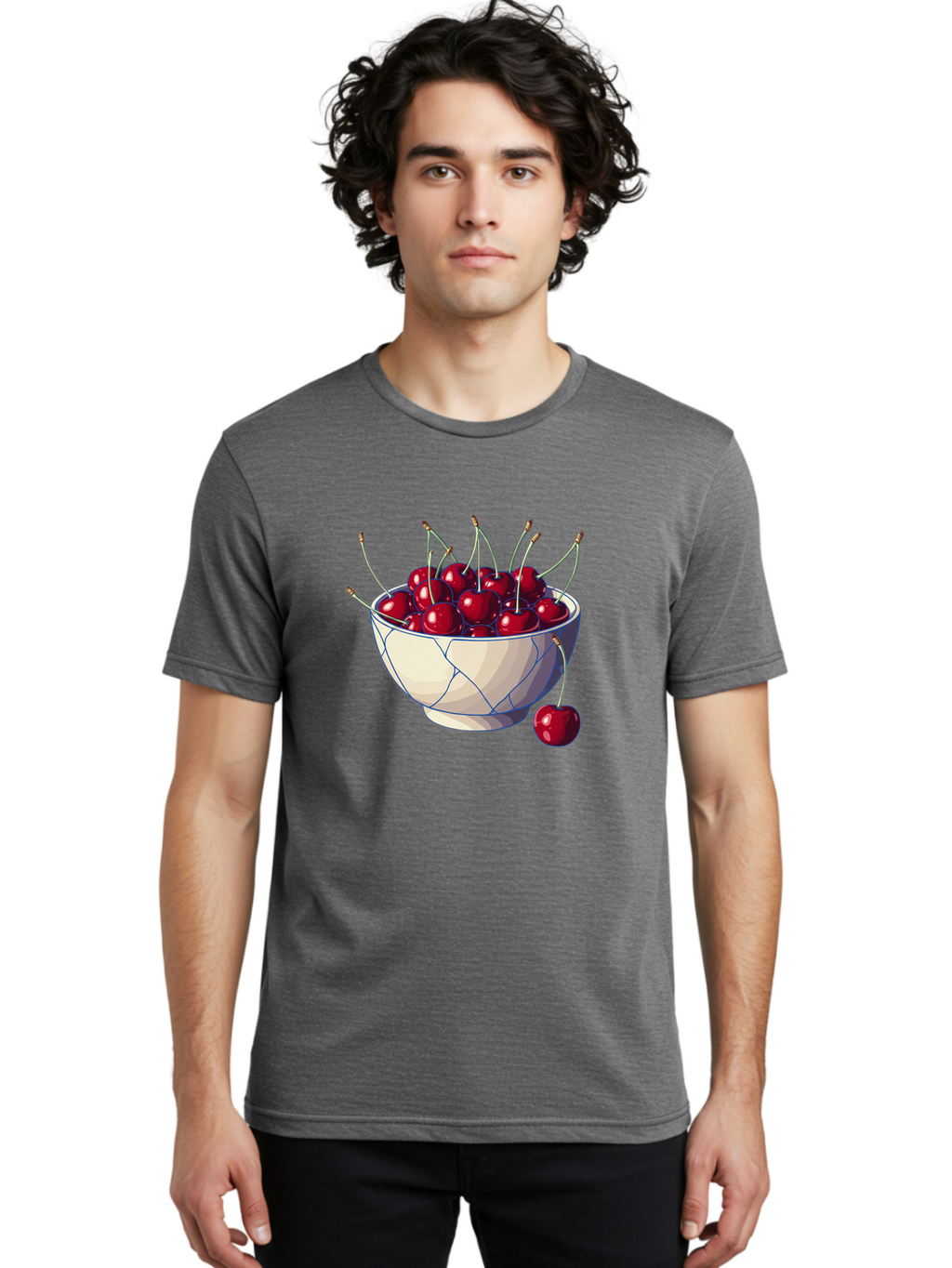 Cherries-In-Bowl-12 Men'S Graphic Tee, 100% Cotton, Comfortable Casual Summer Wear, Machine Washable, Vintage Camera, Old Camera, Antique Camera, Black Camera, Classic Photography, Photography Equipment, Nostalgic Device, Film Camera, Bai676