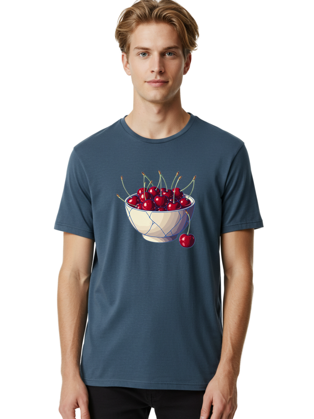 Cherries-In-Bowl-12 Men'S Graphic Tee, 100% Cotton, Comfortable Casual Summer Wear, Machine Washable, Vintage Camera, Old Camera, Antique Camera, Black Camera, Classic Photography, Photography Equipment, Nostalgic Device, Film Camera, Bai676