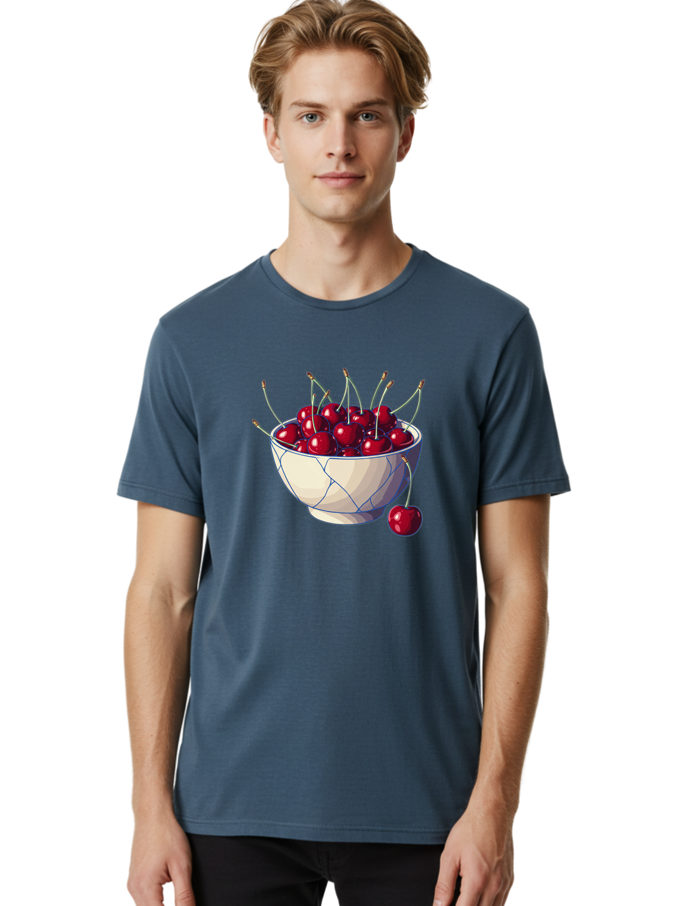 Cherries-In-Bowl-12 Men'S Graphic Tee, 100% Cotton, Comfortable Casual Summer Wear, Machine Washable, Vintage Camera, Old Camera, Antique Camera, Black Camera, Classic Photography, Photography Equipment, Nostalgic Device, Film Camera, Bai676