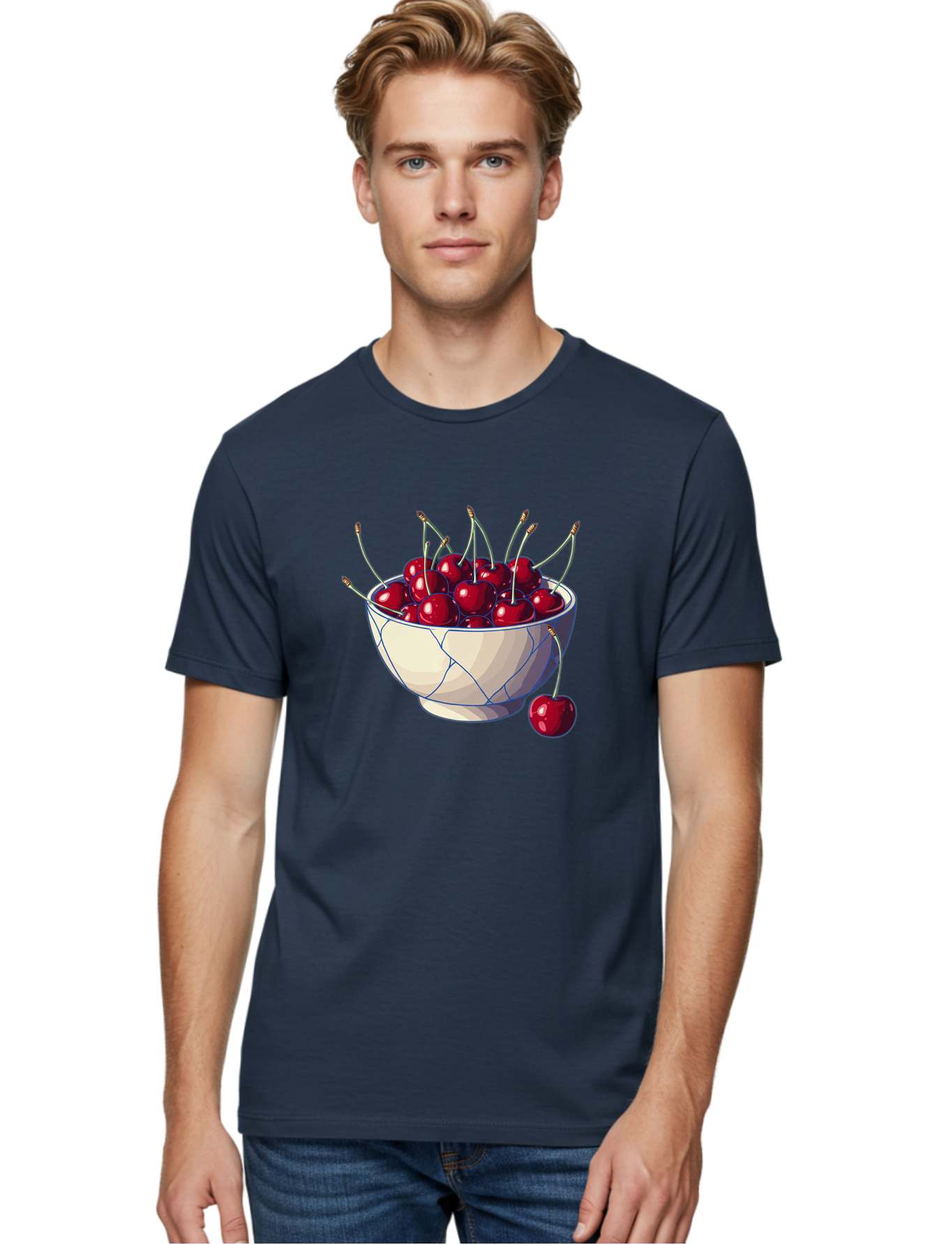 Cherries-In-Bowl-12 Men'S Graphic Tee, 100% Cotton, Comfortable Casual Summer Wear, Machine Washable, Vintage Camera, Old Camera, Antique Camera, Black Camera, Classic Photography, Photography Equipment, Nostalgic Device, Film Camera, Bai676