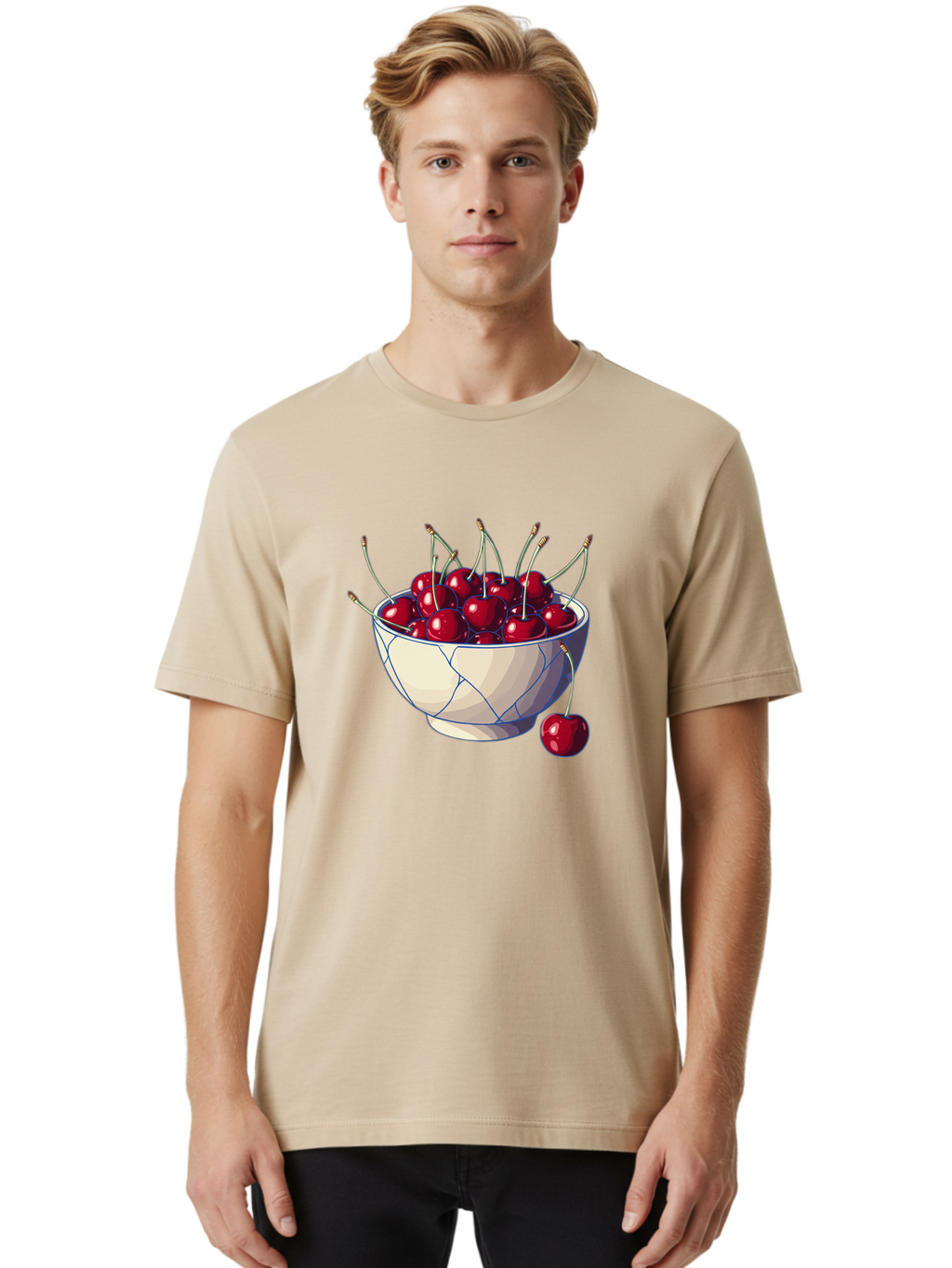Cherries-In-Bowl-12 Men'S Graphic Tee, 100% Cotton, Comfortable Casual Summer Wear, Machine Washable, Vintage Camera, Old Camera, Antique Camera, Black Camera, Classic Photography, Photography Equipment, Nostalgic Device, Film Camera, Bai676