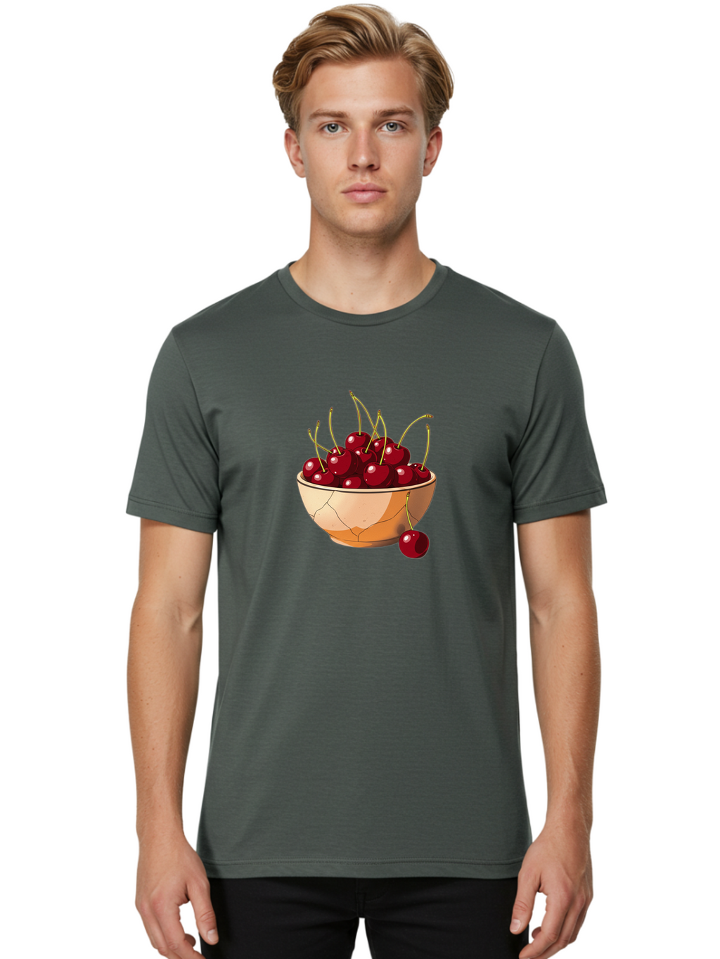 Cherries-In-Bowl-14 Men'S Graphic Tee, 100% Cotton, Comfortable Casual Summer Wear, Machine Washable, Vintage Camera, Old Camera, Antique Camera, Black Camera, Classic Photography, Photography Equipment, Nostalgic Device, Film Camera, Bai678