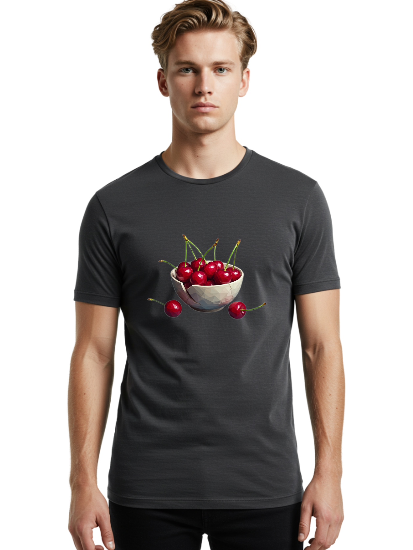 Cherries-In-Bowl-15 Men'S Graphic Tee, 100% Cotton, Comfortable Casual Summer Wear, Machine Washable, Vintage Camera, Old Camera, Antique Camera, Black Camera, Classic Photography, Photography Equipment, Nostalgic Device, Film Camera, Bai679