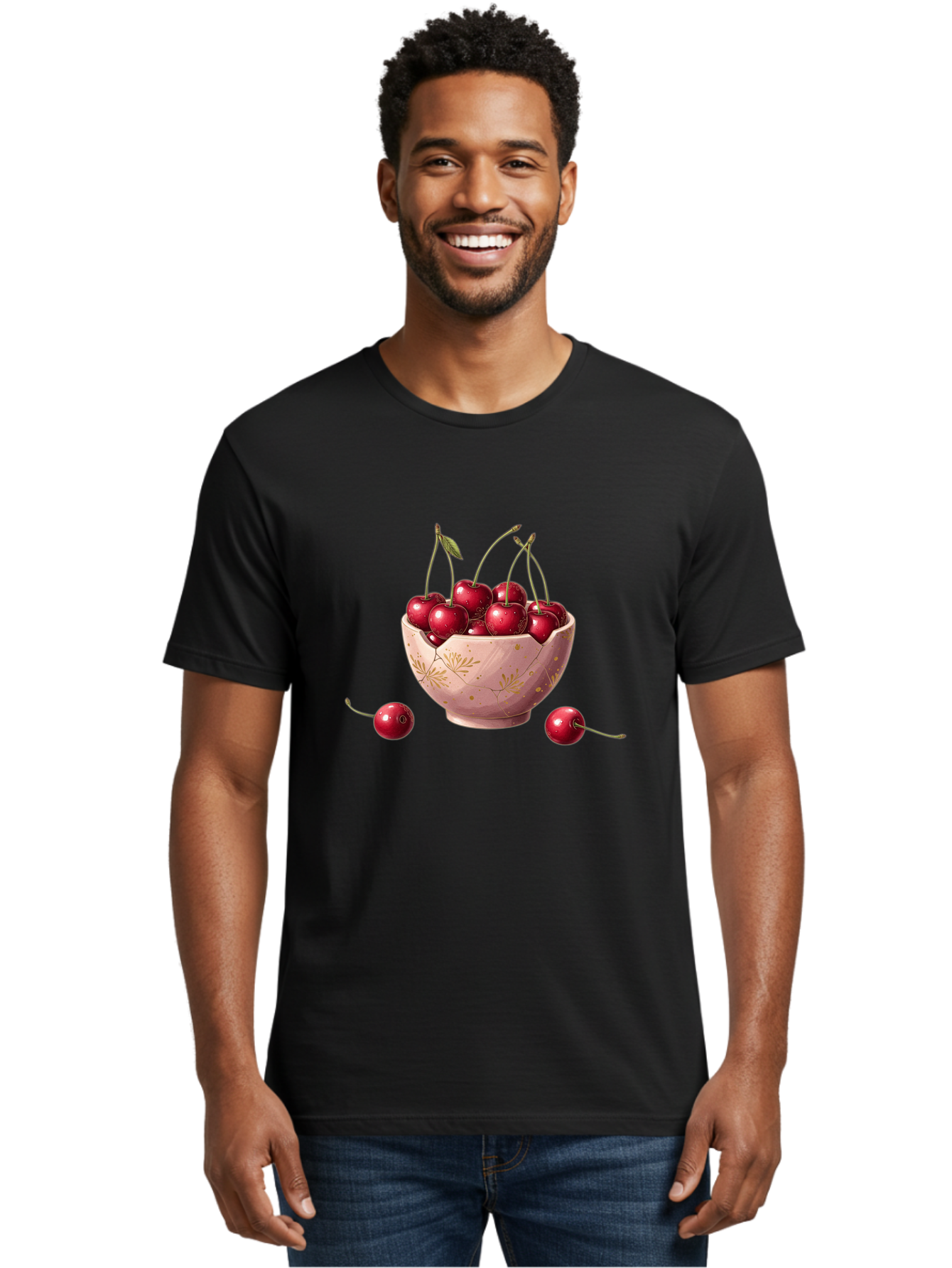 Cherries-In-Bowl-16 Men'S Graphic Tee, 100% Cotton, Comfortable Casual Summer Wear, Machine Washable, Vintage Camera, Old Camera, Antique Camera, Black Camera, Classic Photography, Photography Equipment, Nostalgic Device, Film Camera, Bai680