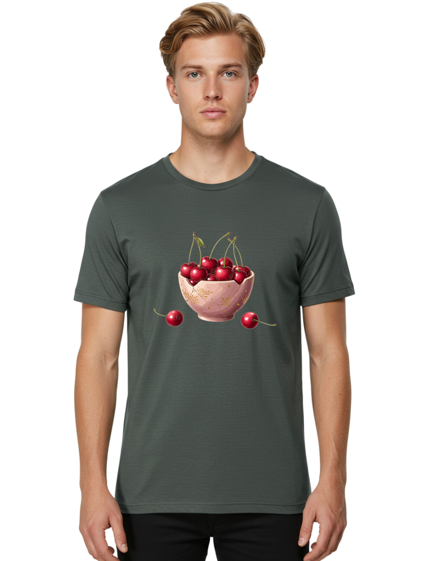 Cherries-In-Bowl-16 Men'S Graphic Tee, 100% Cotton, Comfortable Casual Summer Wear, Machine Washable, Vintage Camera, Old Camera, Antique Camera, Black Camera, Classic Photography, Photography Equipment, Nostalgic Device, Film Camera, Bai680