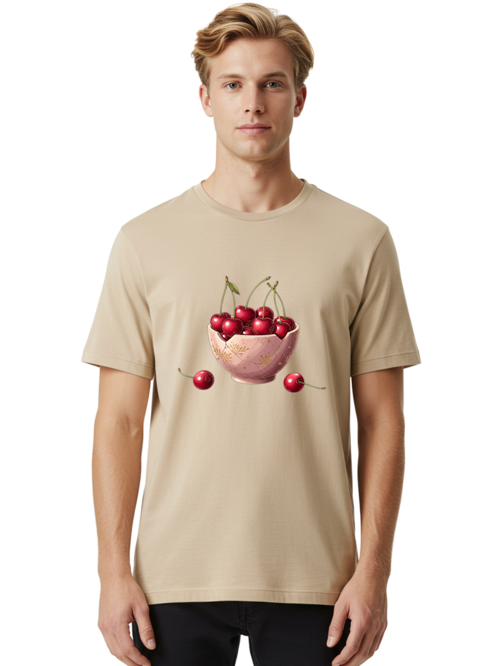 Cherries-In-Bowl-16 Men'S Graphic Tee, 100% Cotton, Comfortable Casual Summer Wear, Machine Washable, Vintage Camera, Old Camera, Antique Camera, Black Camera, Classic Photography, Photography Equipment, Nostalgic Device, Film Camera, Bai680