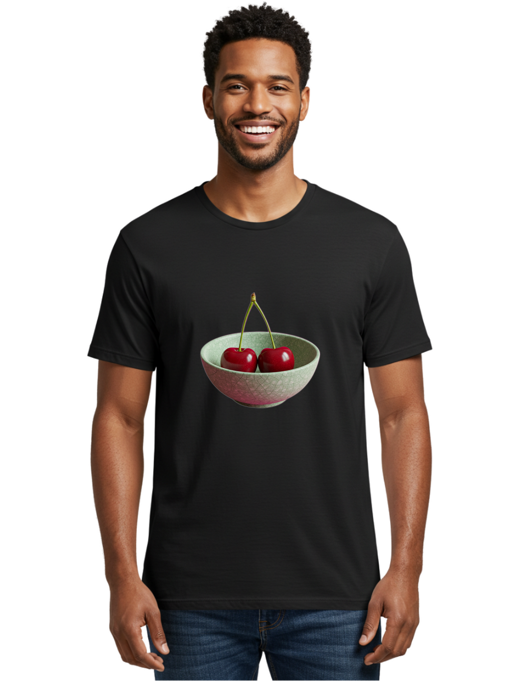 Cherries-In-Bowl-2 Men'S Graphic Tee, 100% Cotton, Comfortable Casual Summer Wear, Machine Washable, Vintage Camera, Old Camera, Antique Camera, Black Camera, Classic Photography, Photography Equipment, Nostalgic Device, Film Camera, Bai684