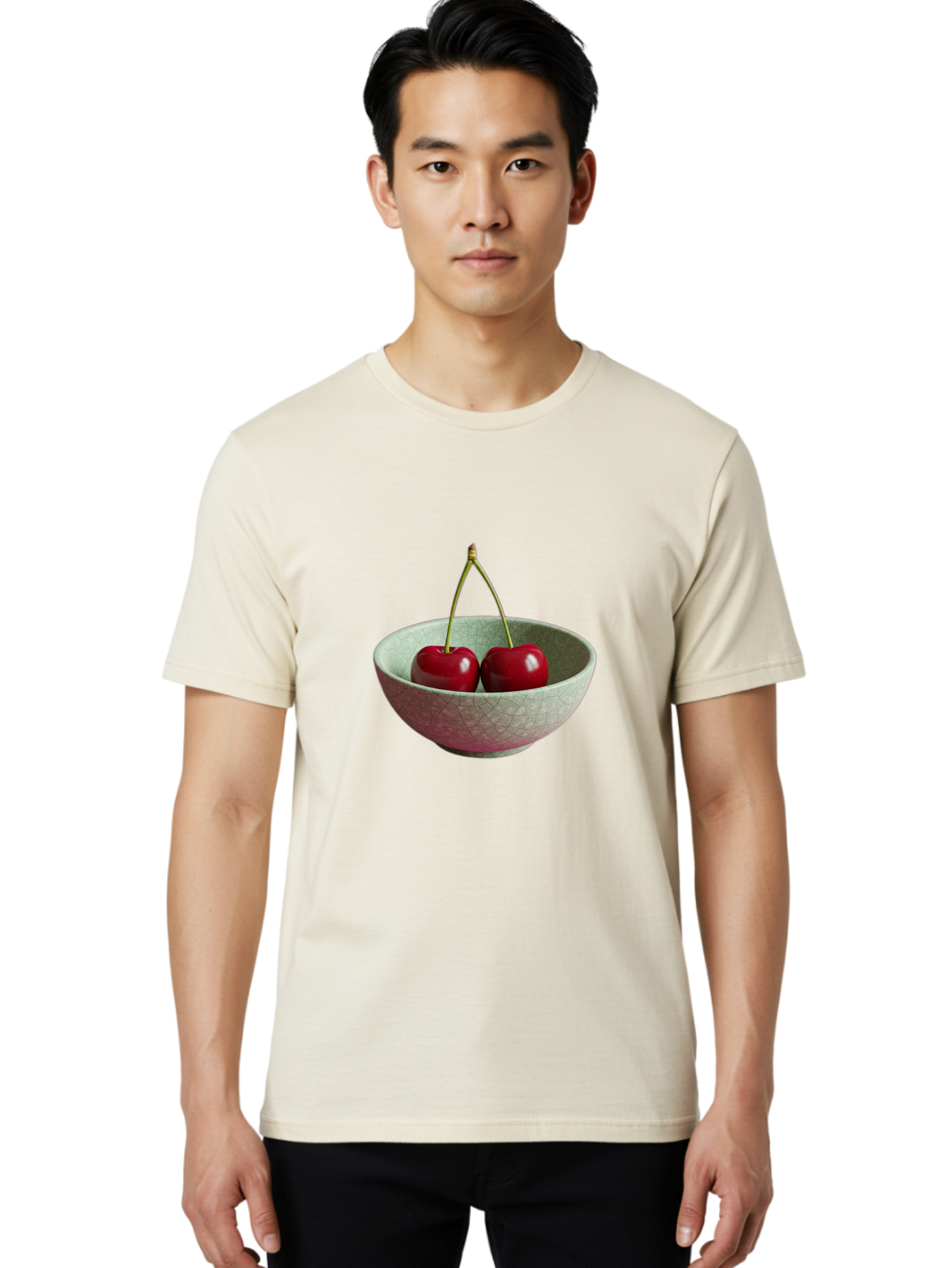 Cherries-In-Bowl-2 Men'S Graphic Tee, 100% Cotton, Comfortable Casual Summer Wear, Machine Washable, Vintage Camera, Old Camera, Antique Camera, Black Camera, Classic Photography, Photography Equipment, Nostalgic Device, Film Camera, Bai684