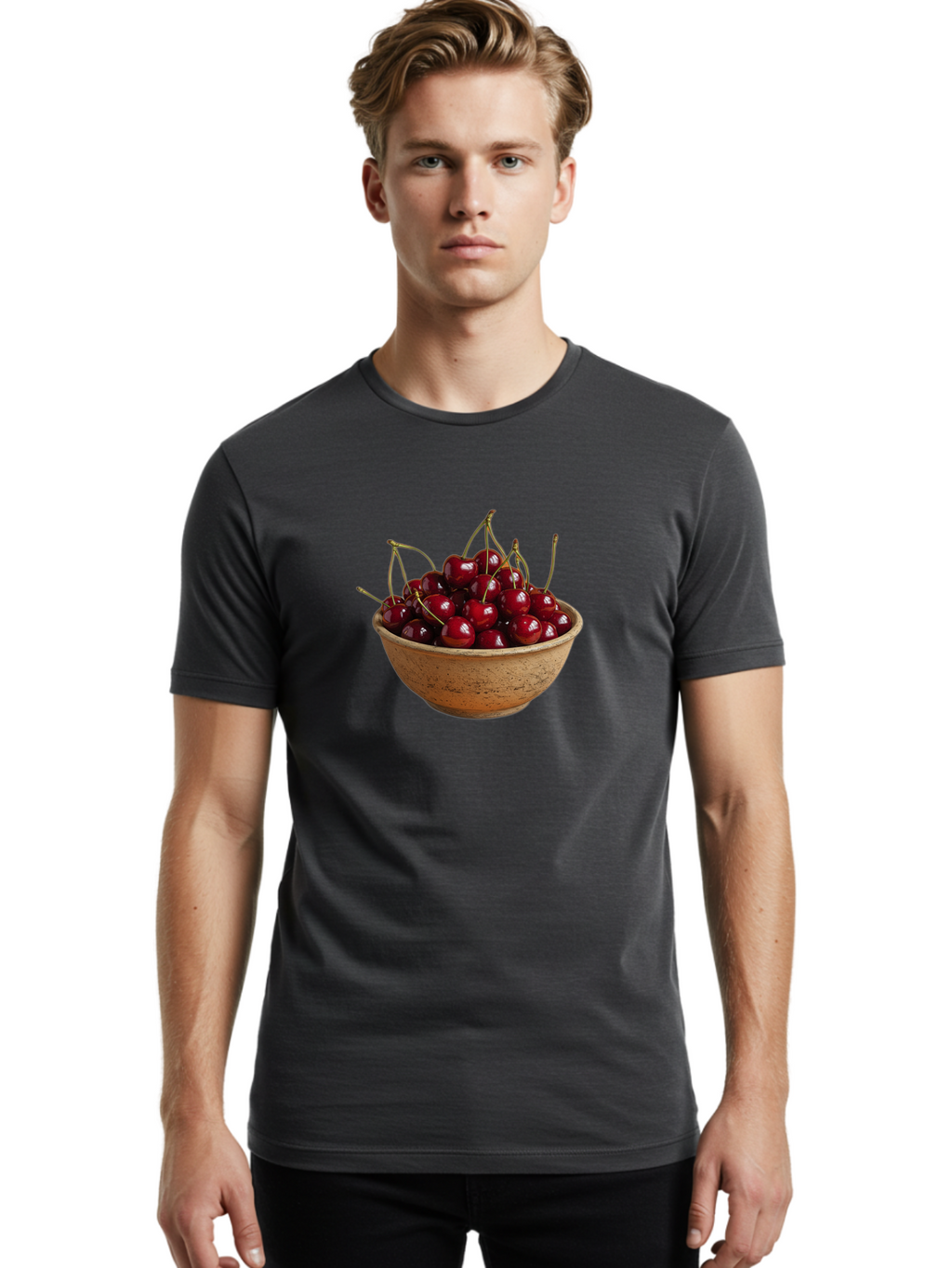 Cherries-In-Bowl-20 Men'S Graphic Tee, 100% Cotton, Comfortable Casual Summer Wear, Machine Washable, Vintage Camera, Old Camera, Antique Camera, Black Camera, Classic Photography, Photography Equipment, Nostalgic Device, Film Camera, Bai685