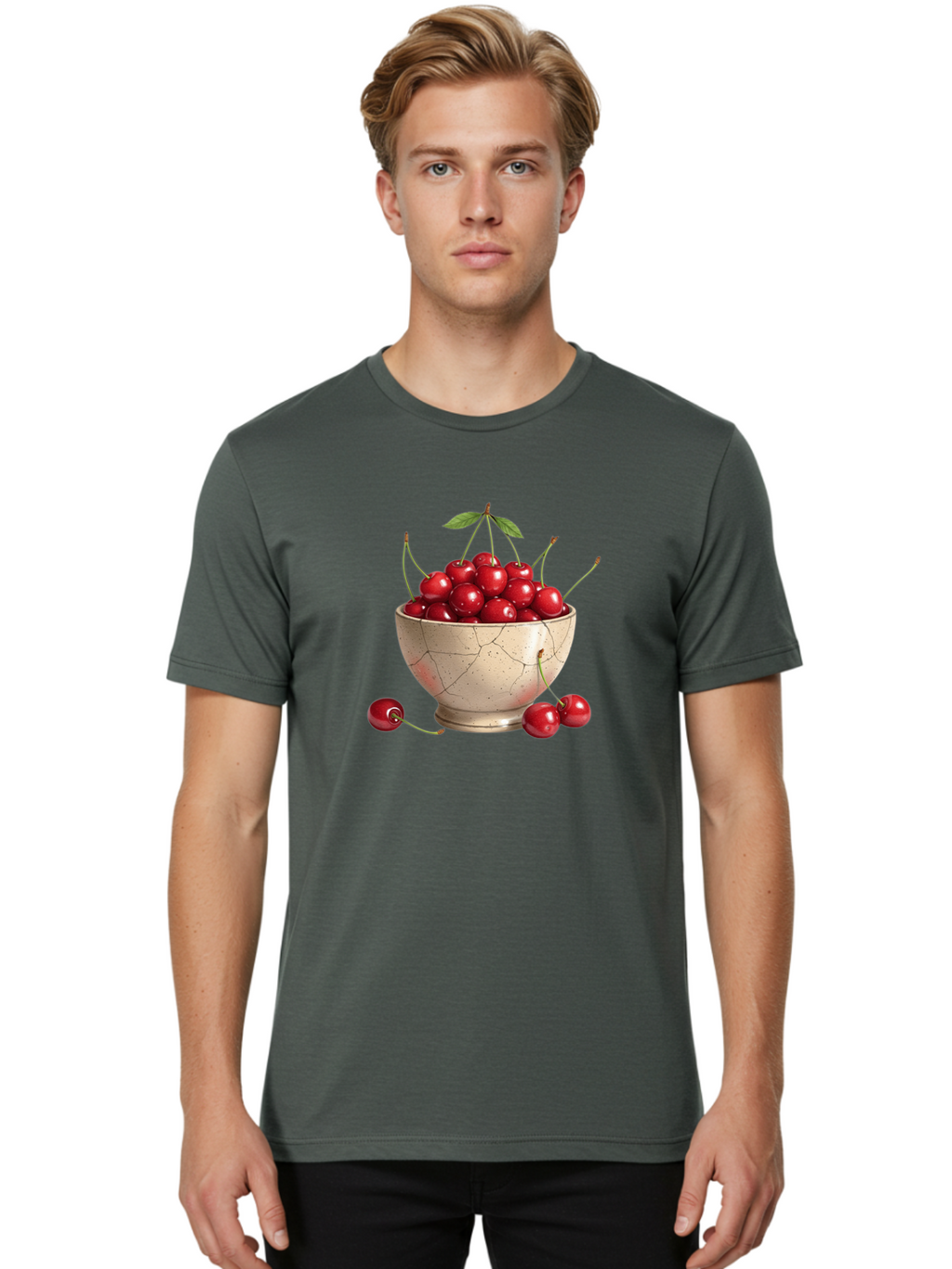 Cherries-In-Bowl-21 Men'S Graphic Tee, 100% Cotton, Comfortable Casual Summer Wear, Machine Washable, Vintage Camera, Old Camera, Antique Camera, Black Camera, Classic Photography, Photography Equipment, Nostalgic Device, Film Camera, Bai686