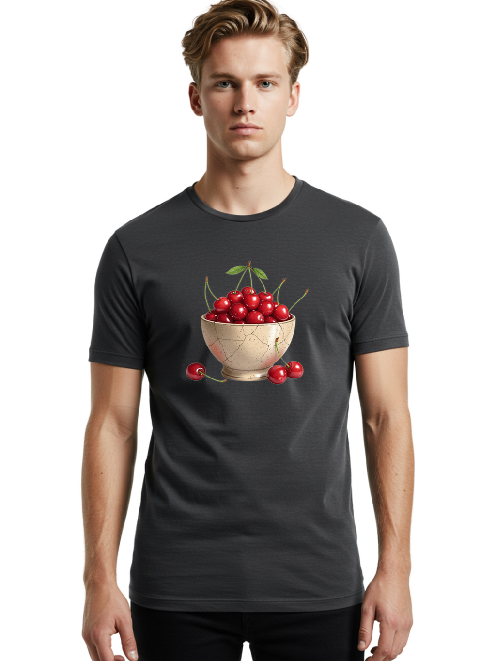 Cherries-In-Bowl-21 Men'S Graphic Tee, 100% Cotton, Comfortable Casual Summer Wear, Machine Washable, Vintage Camera, Old Camera, Antique Camera, Black Camera, Classic Photography, Photography Equipment, Nostalgic Device, Film Camera, Bai686