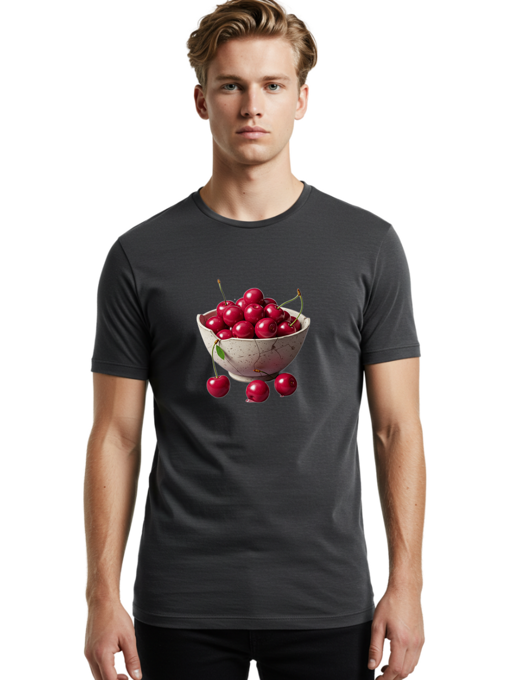 Cherries-In-Bowl-22 Men'S Graphic Tee, 100% Cotton, Comfortable Casual Summer Wear, Machine Washable, Vintage Camera, Old Camera, Antique Camera, Black Camera, Classic Photography, Photography Equipment, Nostalgic Device, Film Camera, Bai687