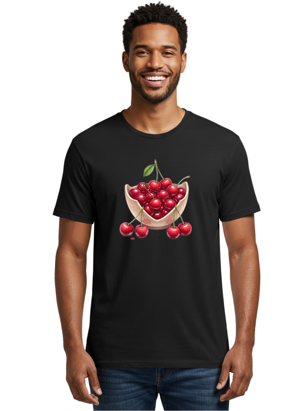 Cherries-In-Bowl-23 Men'S Graphic Tee, 100% Cotton, Comfortable Casual Summer Wear, Machine Washable, Vintage Camera, Old Camera, Antique Camera, Black Camera, Classic Photography, Photography Equipment, Nostalgic Device, Film Camera, Bai688