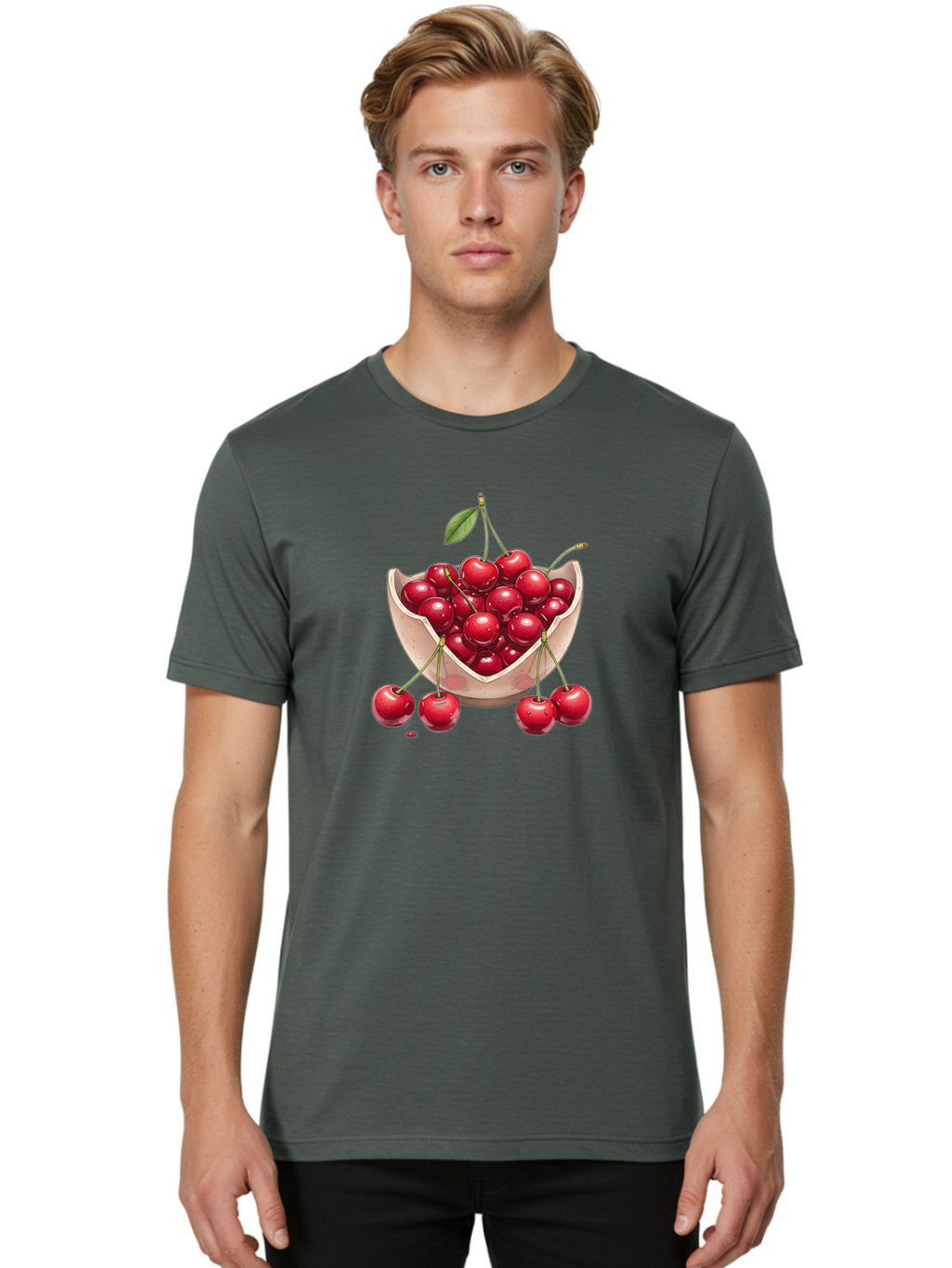 Cherries-In-Bowl-23 Men'S Graphic Tee, 100% Cotton, Comfortable Casual Summer Wear, Machine Washable, Vintage Camera, Old Camera, Antique Camera, Black Camera, Classic Photography, Photography Equipment, Nostalgic Device, Film Camera, Bai688