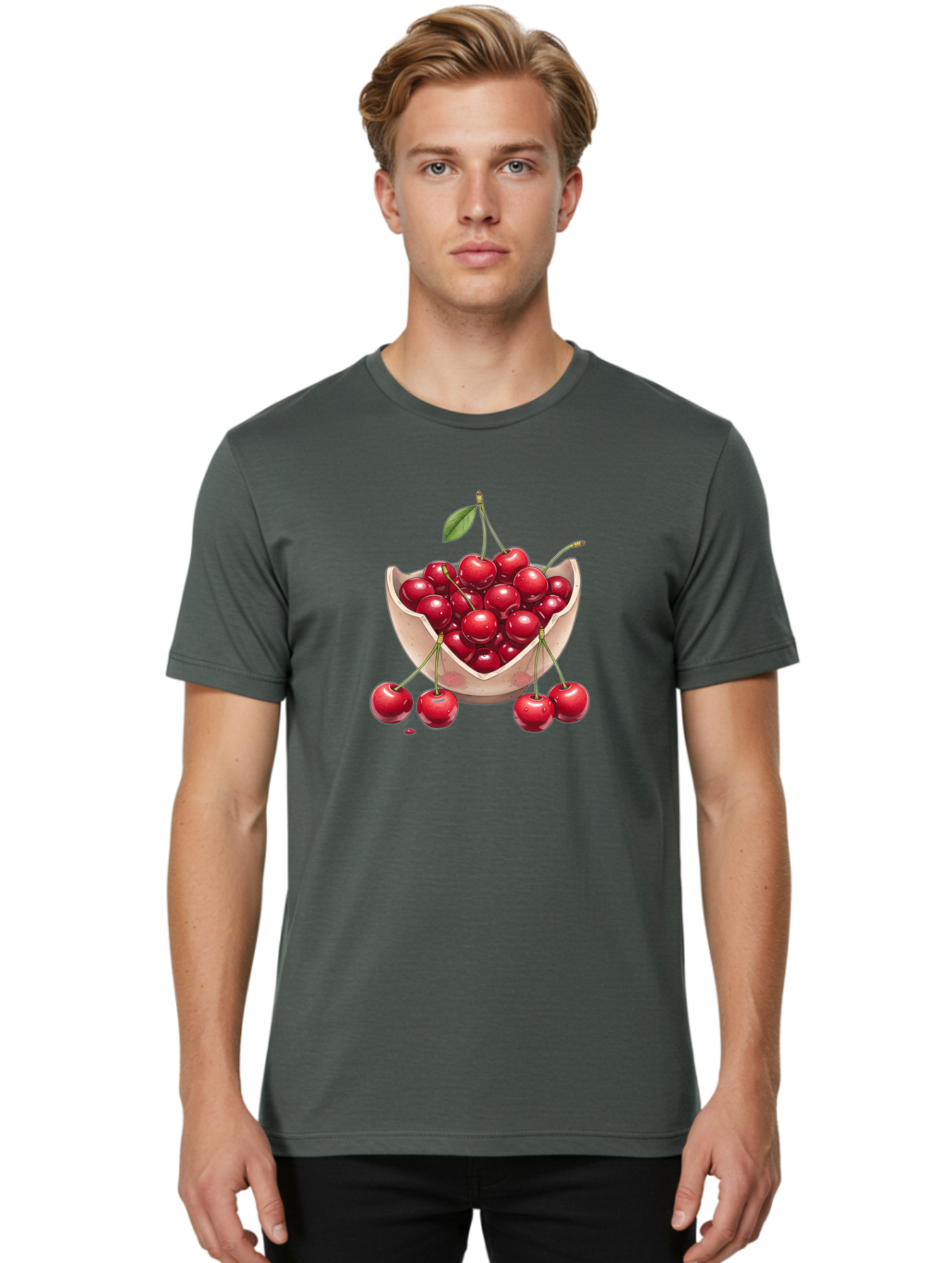 Cherries-In-Bowl-23 Men'S Graphic Tee, 100% Cotton, Comfortable Casual Summer Wear, Machine Washable, Vintage Camera, Old Camera, Antique Camera, Black Camera, Classic Photography, Photography Equipment, Nostalgic Device, Film Camera, Bai688