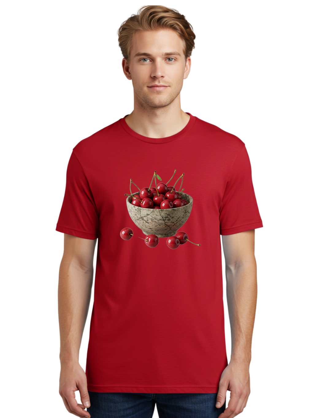 Cherries-In-Bowl-24 Men'S Graphic Tee, 100% Cotton, Comfortable Casual Summer Wear, Machine Washable, Vintage Camera, Old Camera, Antique Camera, Black Camera, Classic Photography, Photography Equipment, Nostalgic Device, Film Camera, Bai689