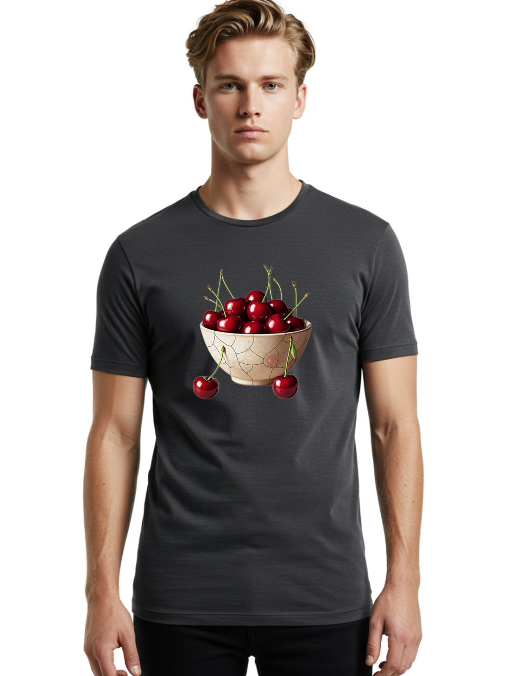 Cherries-In-Bowl-25 Men'S Graphic Tee, 100% Cotton, Comfortable Casual Summer Wear, Machine Washable, Vintage Camera, Old Camera, Antique Camera, Black Camera, Classic Photography, Photography Equipment, Nostalgic Device, Film Camera, Bai690