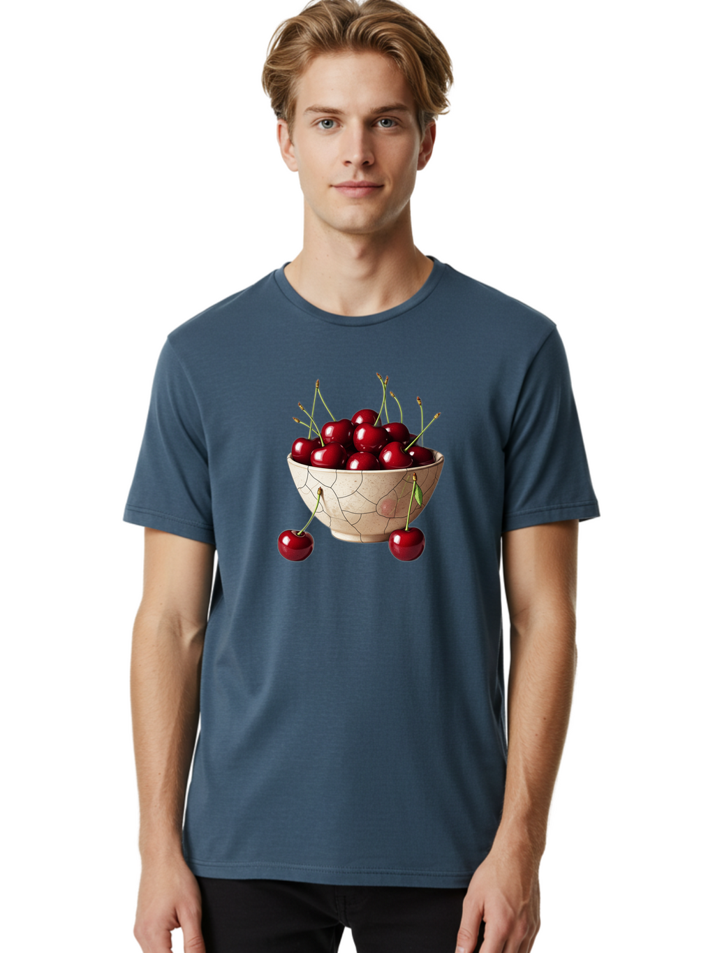 Cherries-In-Bowl-25 Men'S Graphic Tee, 100% Cotton, Comfortable Casual Summer Wear, Machine Washable, Vintage Camera, Old Camera, Antique Camera, Black Camera, Classic Photography, Photography Equipment, Nostalgic Device, Film Camera, Bai690
