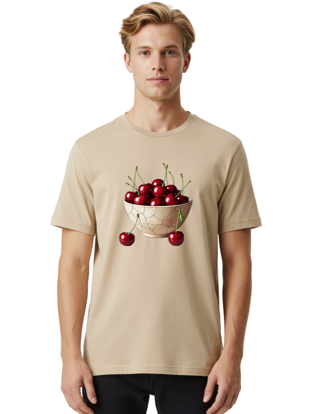 Cherries-In-Bowl-25 Men'S Graphic Tee, 100% Cotton, Comfortable Casual Summer Wear, Machine Washable, Vintage Camera, Old Camera, Antique Camera, Black Camera, Classic Photography, Photography Equipment, Nostalgic Device, Film Camera, Bai690