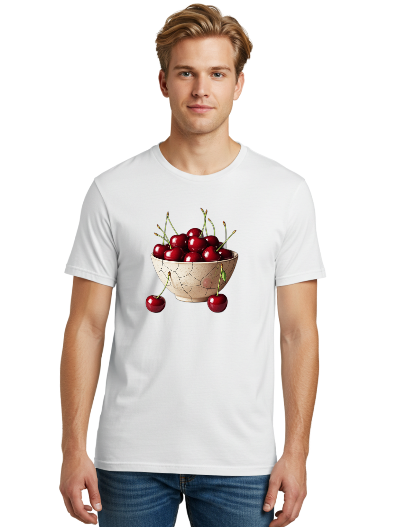 Cherries-In-Bowl-25 Men'S Graphic Tee, 100% Cotton, Comfortable Casual Summer Wear, Machine Washable, Vintage Camera, Old Camera, Antique Camera, Black Camera, Classic Photography, Photography Equipment, Nostalgic Device, Film Camera, Bai690