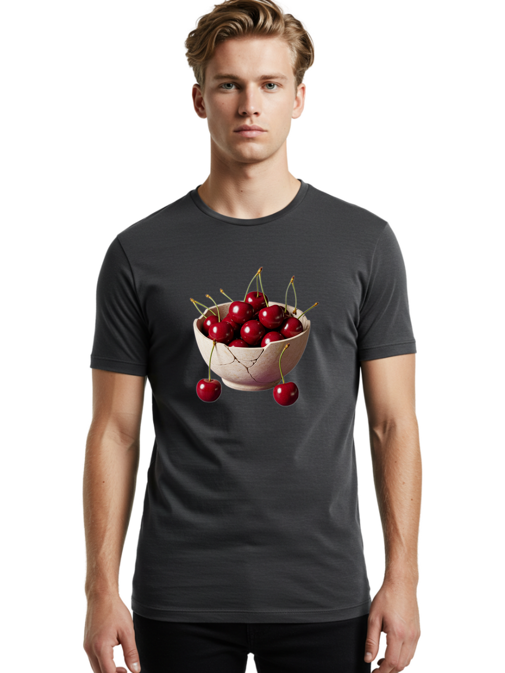 Cherries-In-Bowl-26 Men'S Graphic Tee, 100% Cotton, Comfortable Casual Summer Wear, Machine Washable, Vintage Camera, Old Camera, Antique Camera, Black Camera, Classic Photography, Photography Equipment, Nostalgic Device, Film Camera, Bai691