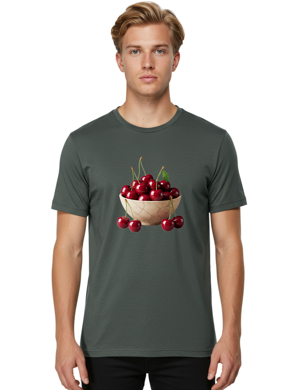 Cherries-In-Bowl-27 Men'S Graphic Tee, 100% Cotton, Comfortable Casual Summer Wear, Machine Washable, Vintage Camera, Old Camera, Antique Camera, Black Camera, Classic Photography, Photography Equipment, Nostalgic Device, Film Camera, Bai692