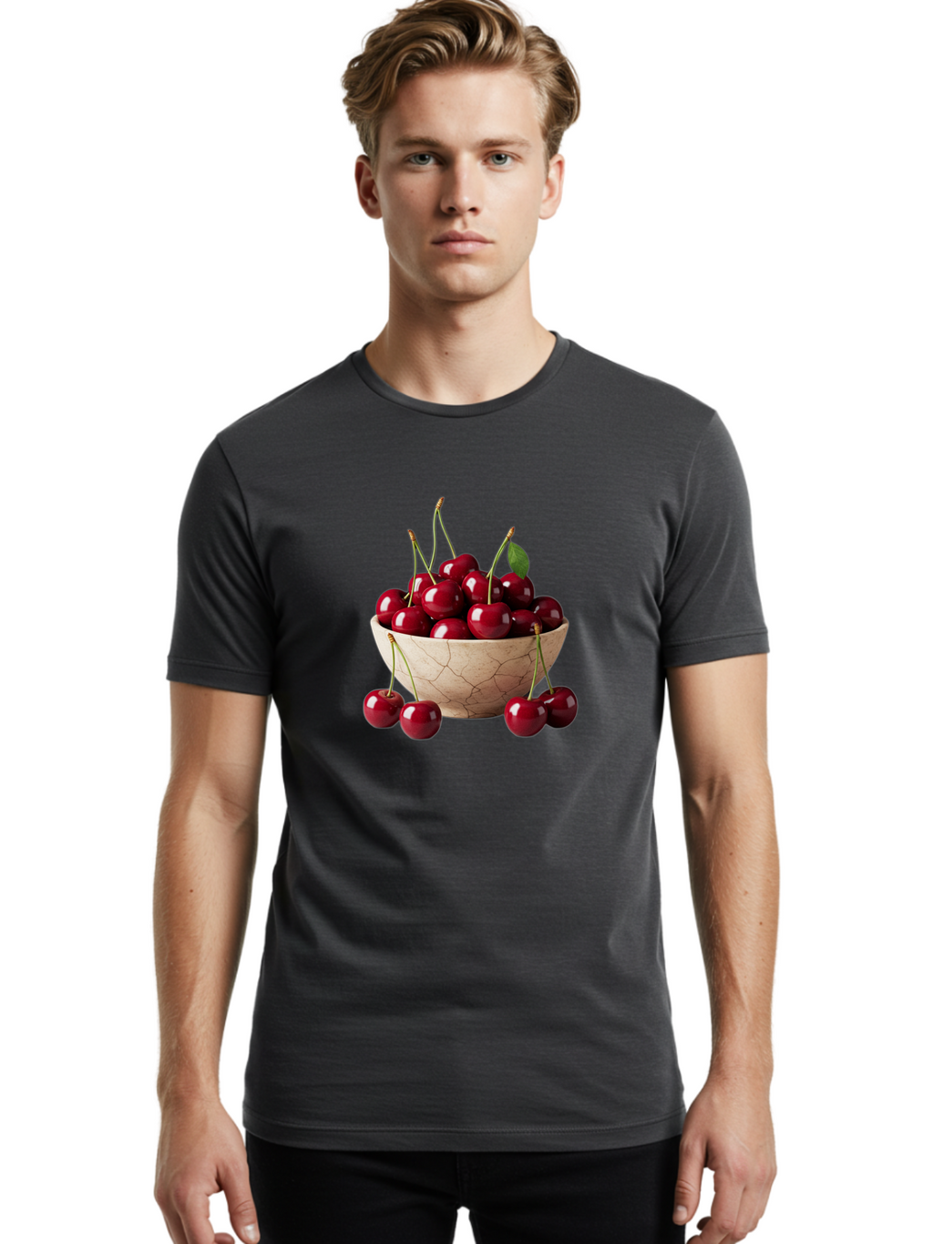 Cherries-In-Bowl-27 Men'S Graphic Tee, 100% Cotton, Comfortable Casual Summer Wear, Machine Washable, Vintage Camera, Old Camera, Antique Camera, Black Camera, Classic Photography, Photography Equipment, Nostalgic Device, Film Camera, Bai692