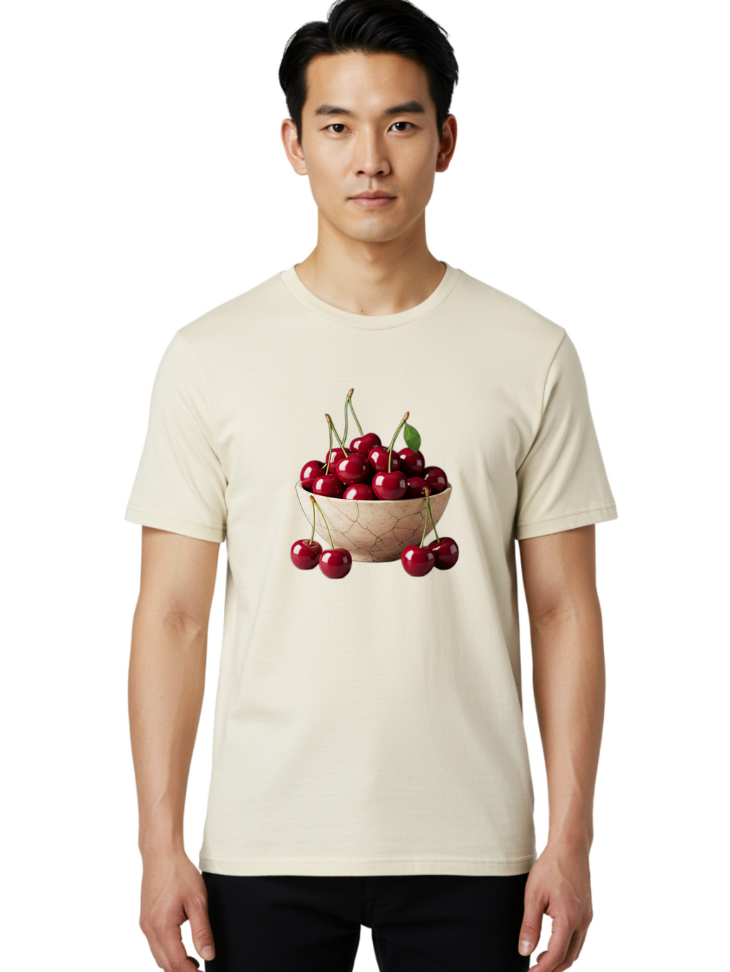 Cherries-In-Bowl-27 Men'S Graphic Tee, 100% Cotton, Comfortable Casual Summer Wear, Machine Washable, Vintage Camera, Old Camera, Antique Camera, Black Camera, Classic Photography, Photography Equipment, Nostalgic Device, Film Camera, Bai692
