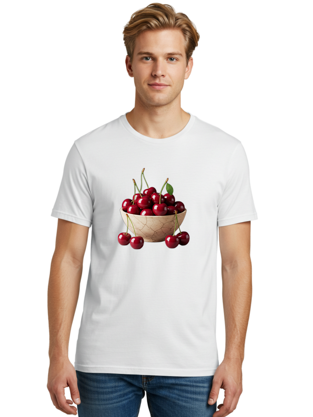 Cherries-In-Bowl-27 Men'S Graphic Tee, 100% Cotton, Comfortable Casual Summer Wear, Machine Washable, Vintage Camera, Old Camera, Antique Camera, Black Camera, Classic Photography, Photography Equipment, Nostalgic Device, Film Camera, Bai692