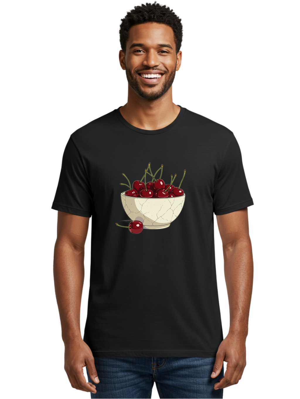 Cherries-In-Bowl-3 Men'S Graphic Tee, 100% Cotton, Comfortable Casual Summer Wear, Machine Washable, Vintage Camera, Old Camera, Antique Camera, Black Camera, Classic Photography, Photography Equipment, Nostalgic Device, Film Camera, Bai693