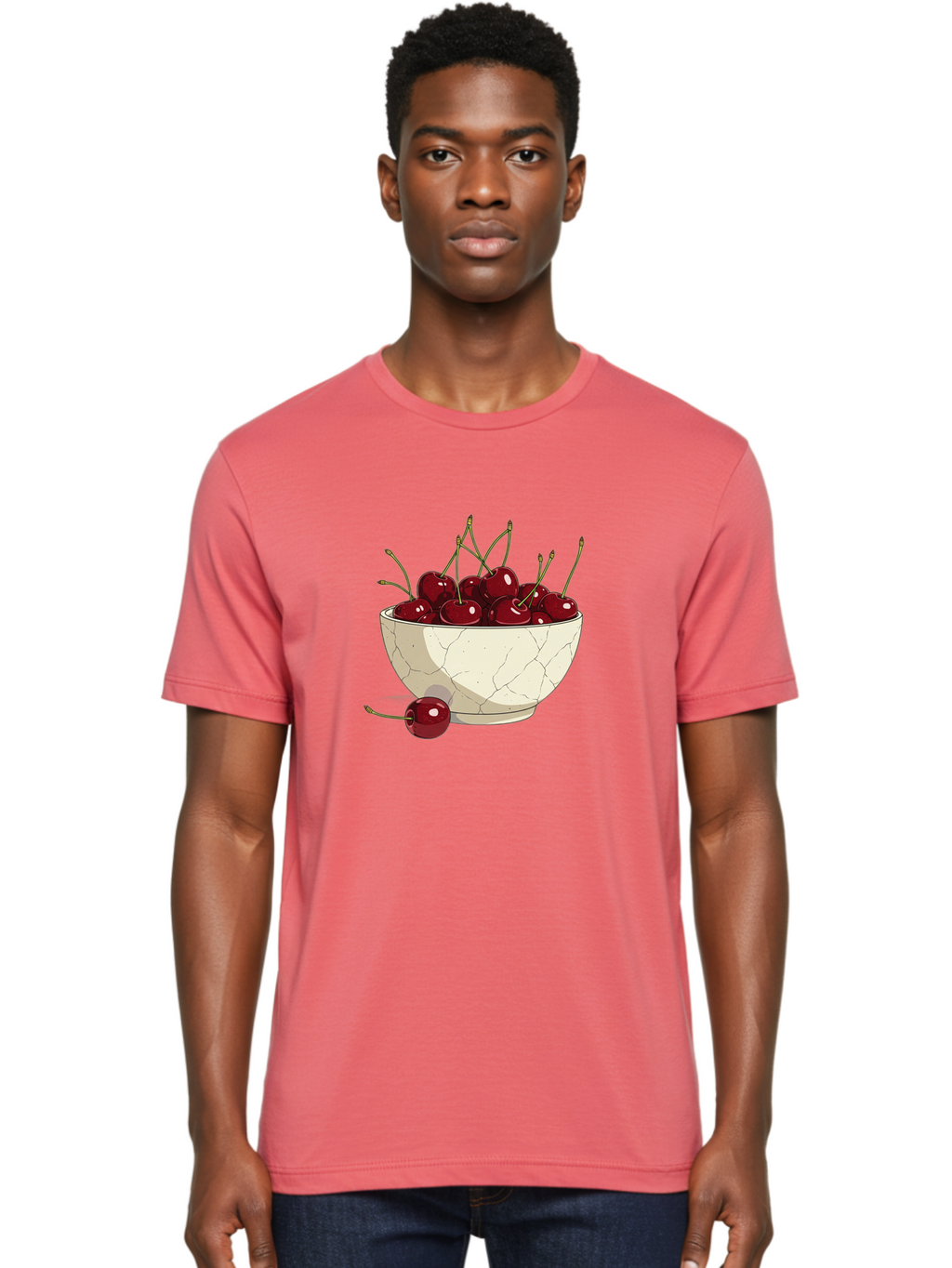 Cherries-In-Bowl-3 Men'S Graphic Tee, 100% Cotton, Comfortable Casual Summer Wear, Machine Washable, Vintage Camera, Old Camera, Antique Camera, Black Camera, Classic Photography, Photography Equipment, Nostalgic Device, Film Camera, Bai693