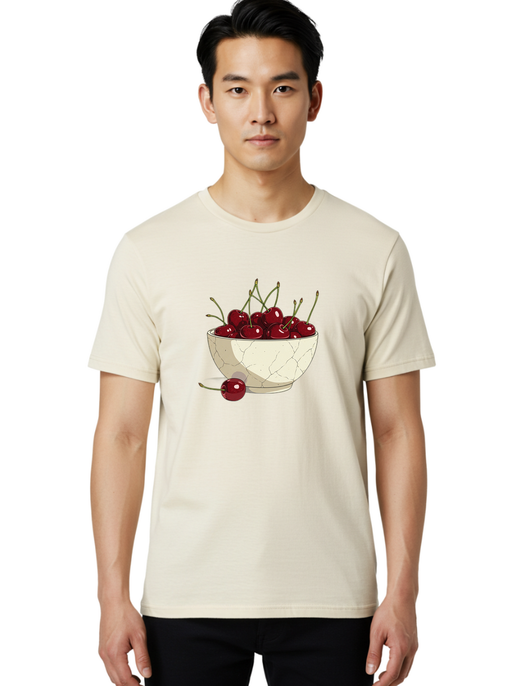 Cherries-In-Bowl-3 Men'S Graphic Tee, 100% Cotton, Comfortable Casual Summer Wear, Machine Washable, Vintage Camera, Old Camera, Antique Camera, Black Camera, Classic Photography, Photography Equipment, Nostalgic Device, Film Camera, Bai693