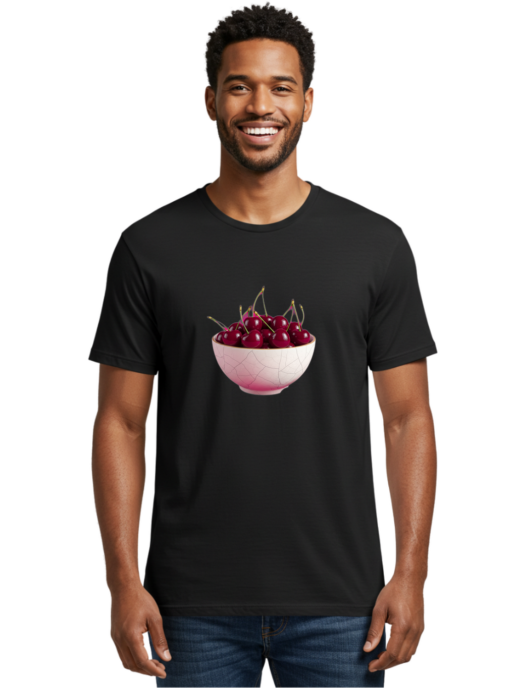 Cherries-In-Bowl-4 Men'S Graphic Tee, 100% Cotton, Comfortable Casual Summer Wear, Machine Washable, Vintage Camera, Old Camera, Antique Camera, Black Camera, Classic Photography, Photography Equipment, Nostalgic Device, Film Camera, Bai694