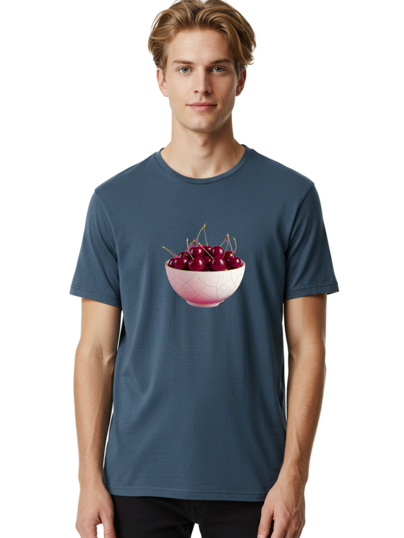 Cherries-In-Bowl-4 Men'S Graphic Tee, 100% Cotton, Comfortable Casual Summer Wear, Machine Washable, Vintage Camera, Old Camera, Antique Camera, Black Camera, Classic Photography, Photography Equipment, Nostalgic Device, Film Camera, Bai694