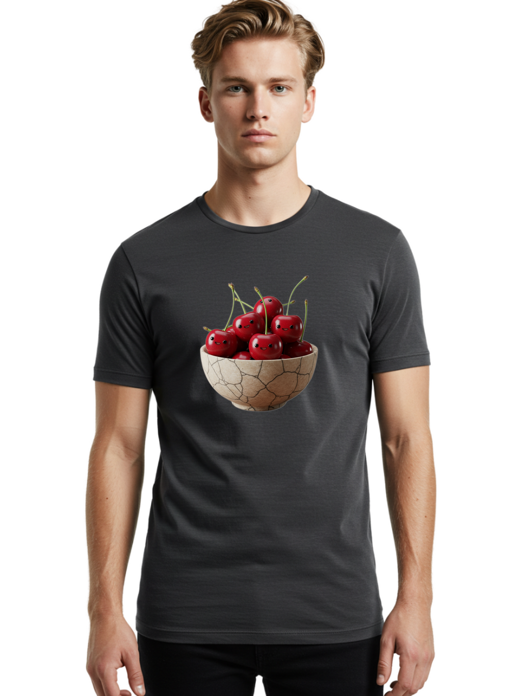 Cherries-In-Bowl-5 Men'S Graphic Tee, 100% Cotton, Comfortable Casual Summer Wear, Machine Washable, Vintage Camera, Old Camera, Antique Camera, Black Camera, Classic Photography, Photography Equipment, Nostalgic Device, Film Camera, Bai695