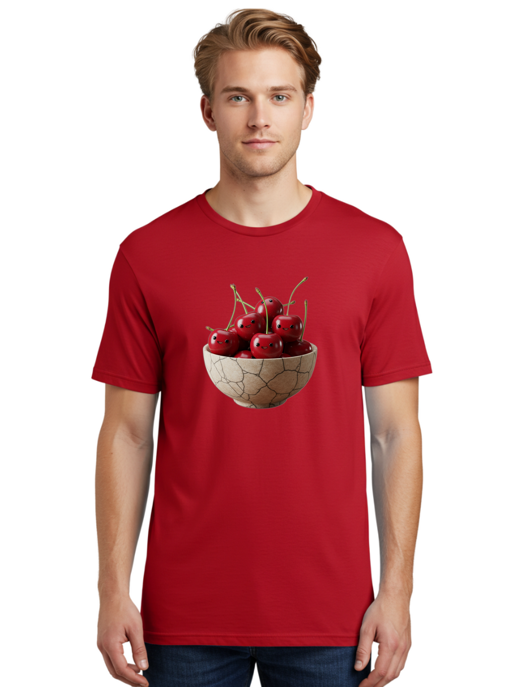 Cherries-In-Bowl-5 Men'S Graphic Tee, 100% Cotton, Comfortable Casual Summer Wear, Machine Washable, Vintage Camera, Old Camera, Antique Camera, Black Camera, Classic Photography, Photography Equipment, Nostalgic Device, Film Camera, Bai695