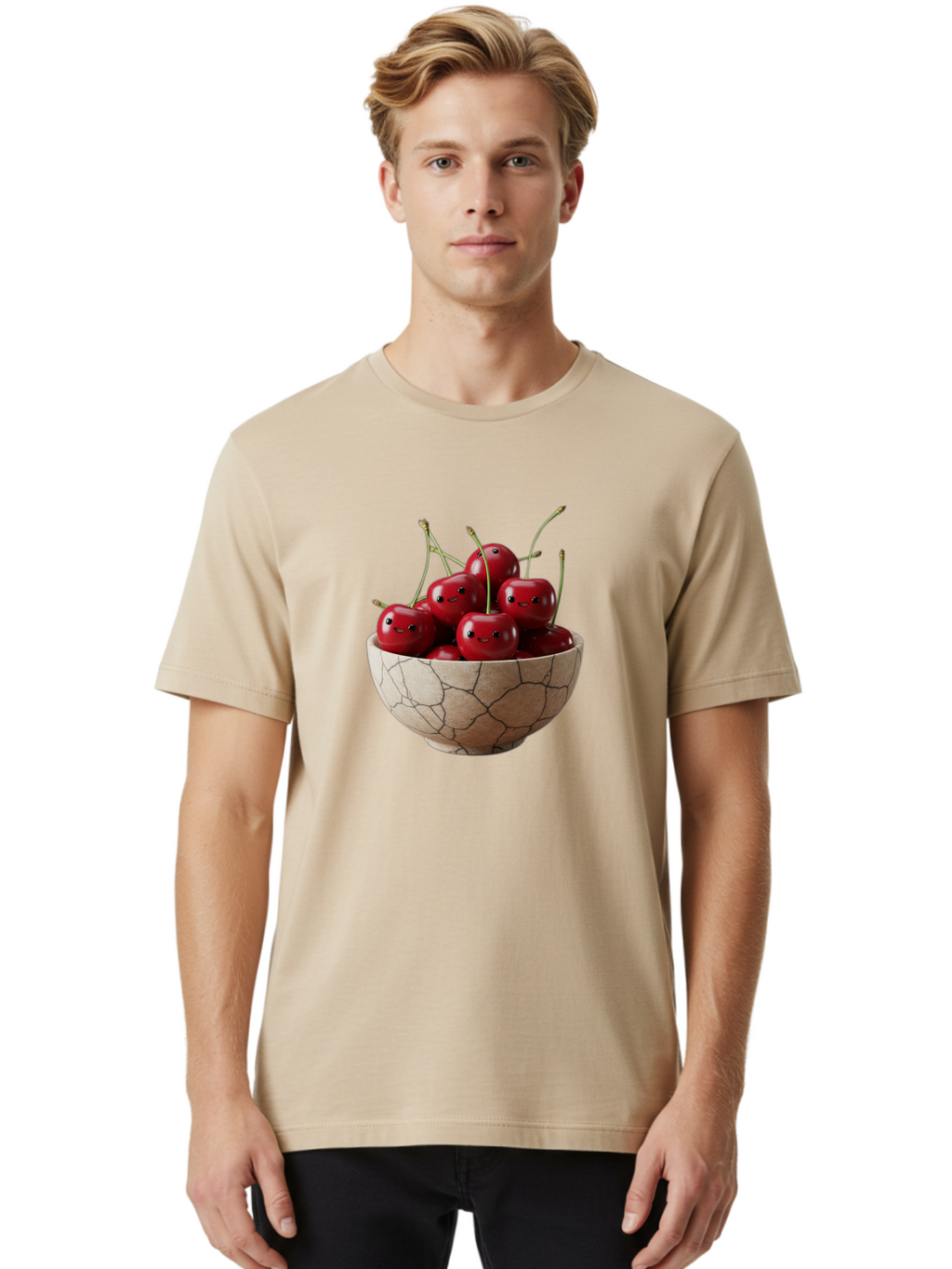 Cherries-In-Bowl-5 Men'S Graphic Tee, 100% Cotton, Comfortable Casual Summer Wear, Machine Washable, Vintage Camera, Old Camera, Antique Camera, Black Camera, Classic Photography, Photography Equipment, Nostalgic Device, Film Camera, Bai695