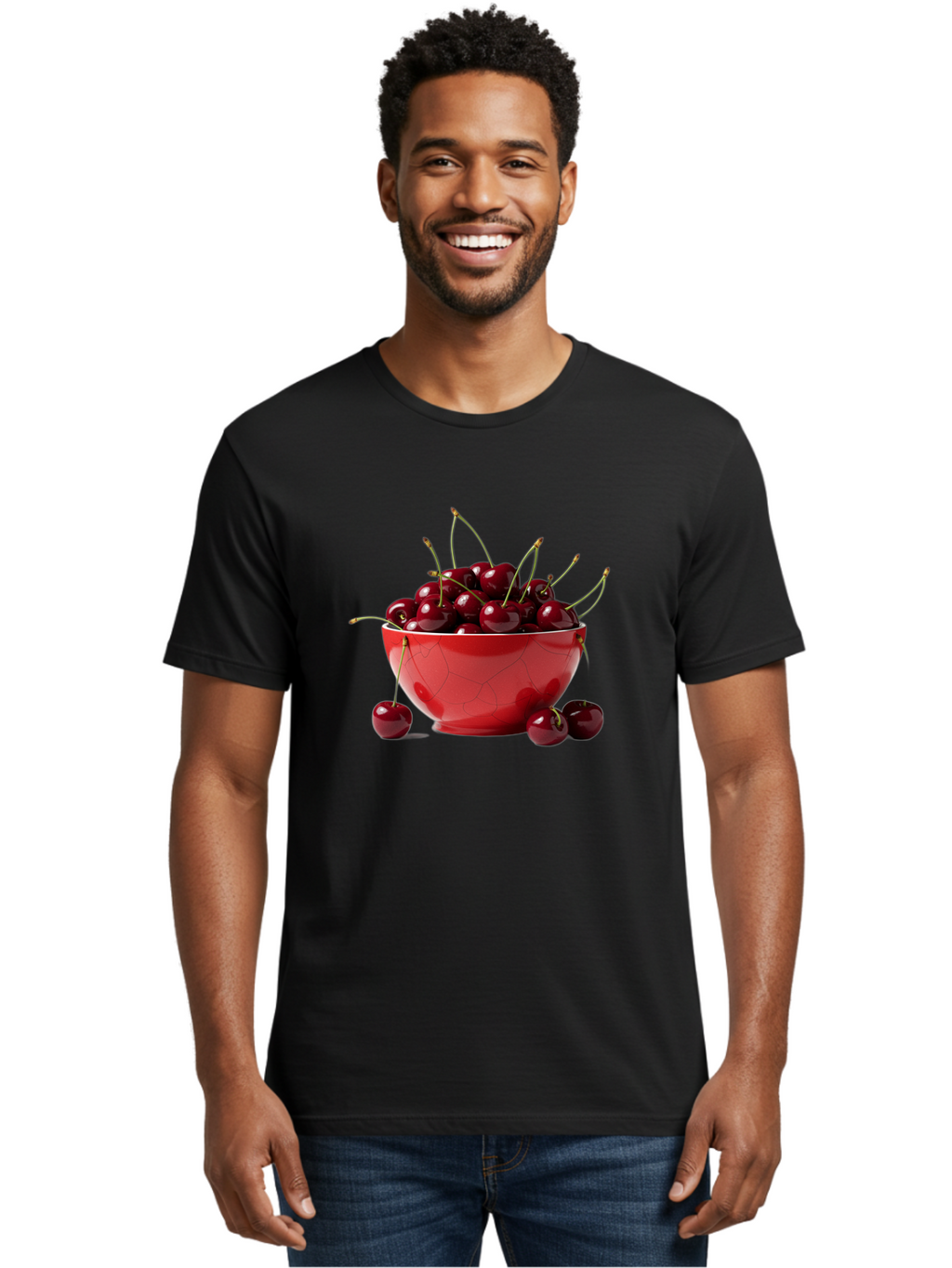 Cherries-In-Bowl-6 Men'S Graphic Tee, 100% Cotton, Comfortable Casual Summer Wear, Machine Washable, Vintage Camera, Old Camera, Antique Camera, Black Camera, Classic Photography, Photography Equipment, Nostalgic Device, Film Camera, Bai696