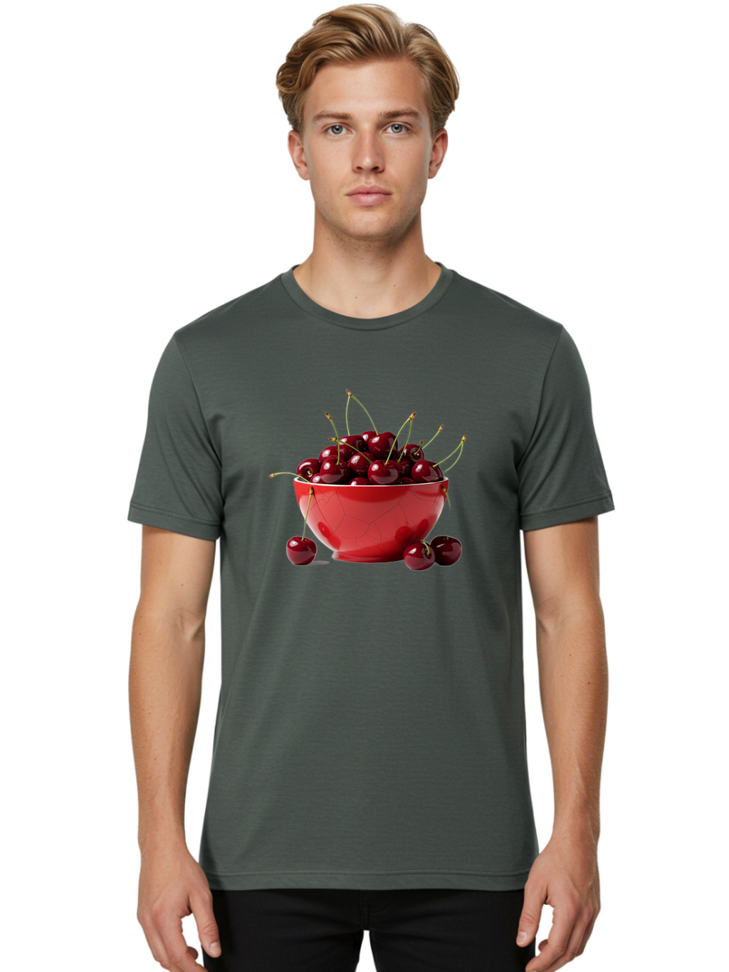 Cherries-In-Bowl-6 Men'S Graphic Tee, 100% Cotton, Comfortable Casual Summer Wear, Machine Washable, Vintage Camera, Old Camera, Antique Camera, Black Camera, Classic Photography, Photography Equipment, Nostalgic Device, Film Camera, Bai696