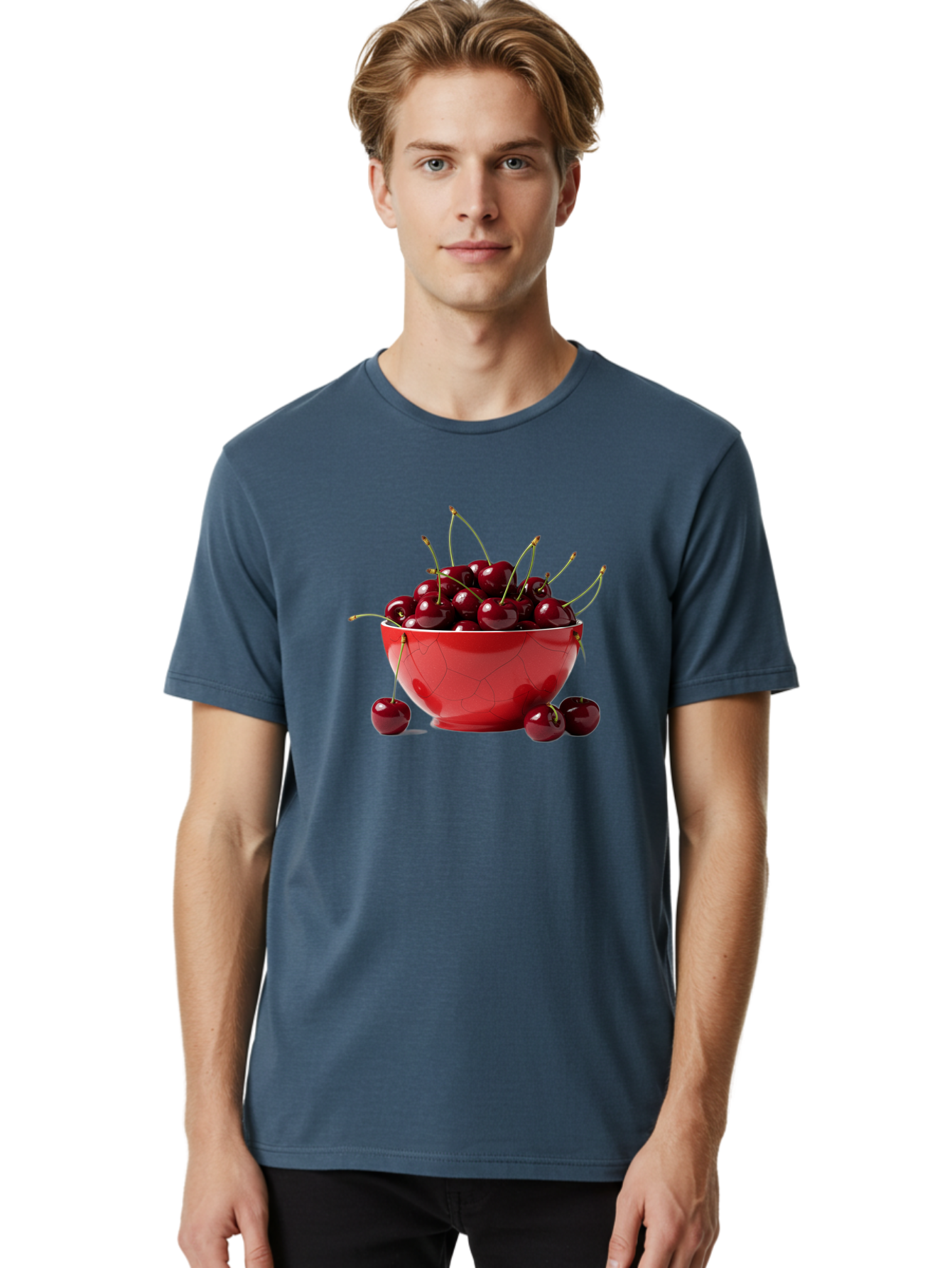 Cherries-In-Bowl-6 Men'S Graphic Tee, 100% Cotton, Comfortable Casual Summer Wear, Machine Washable, Vintage Camera, Old Camera, Antique Camera, Black Camera, Classic Photography, Photography Equipment, Nostalgic Device, Film Camera, Bai696