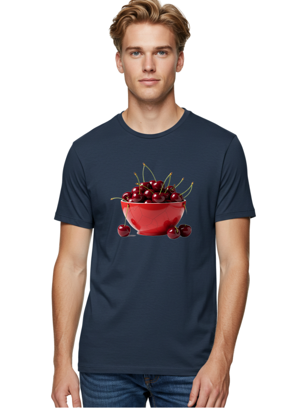 Cherries-In-Bowl-6 Men'S Graphic Tee, 100% Cotton, Comfortable Casual Summer Wear, Machine Washable, Vintage Camera, Old Camera, Antique Camera, Black Camera, Classic Photography, Photography Equipment, Nostalgic Device, Film Camera, Bai696