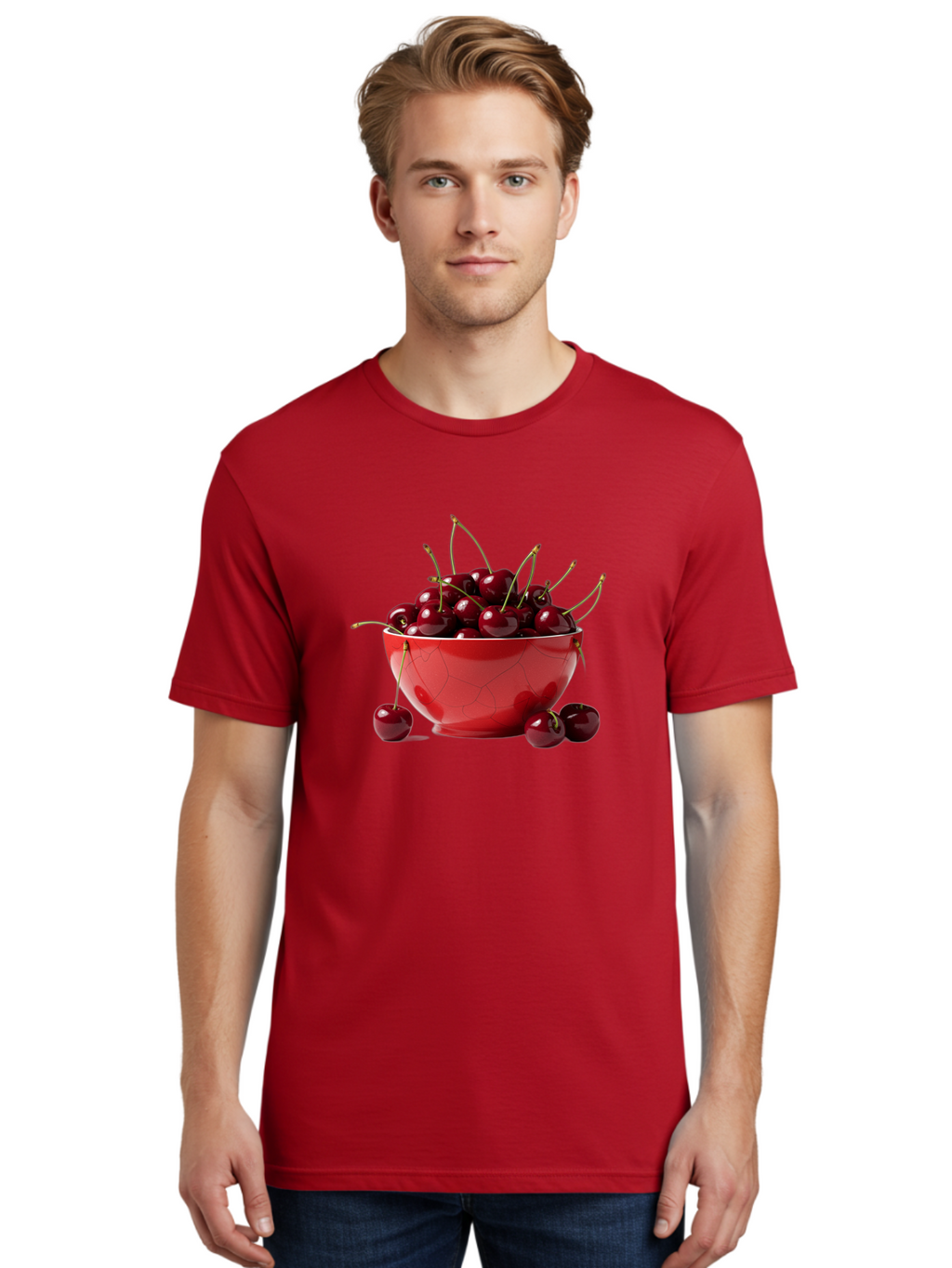 Cherries-In-Bowl-6 Men'S Graphic Tee, 100% Cotton, Comfortable Casual Summer Wear, Machine Washable, Vintage Camera, Old Camera, Antique Camera, Black Camera, Classic Photography, Photography Equipment, Nostalgic Device, Film Camera, Bai696