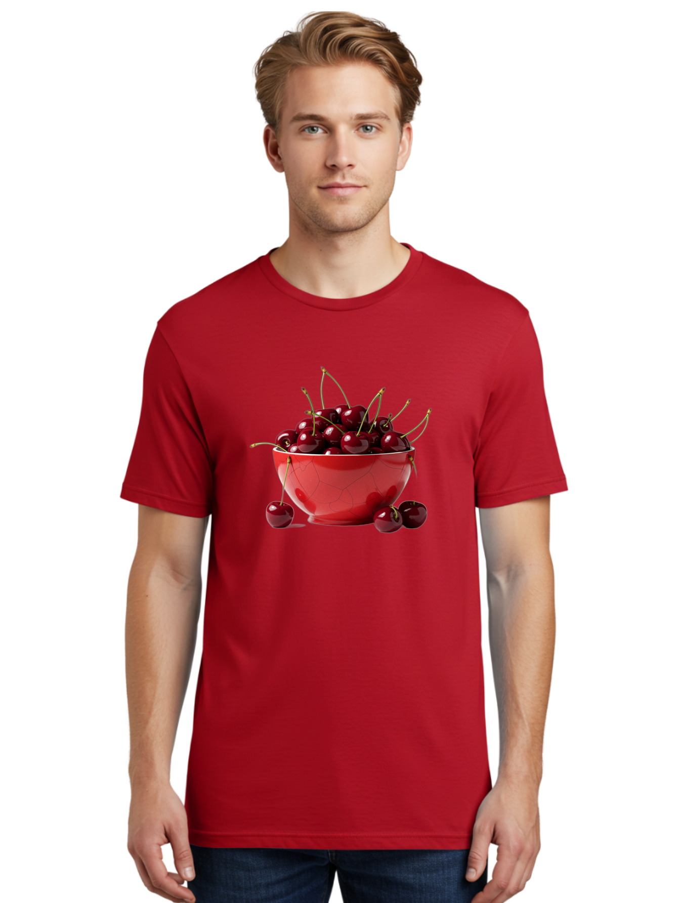 Cherries-In-Bowl-6 Men'S Graphic Tee, 100% Cotton, Comfortable Casual Summer Wear, Machine Washable, Vintage Camera, Old Camera, Antique Camera, Black Camera, Classic Photography, Photography Equipment, Nostalgic Device, Film Camera, Bai696