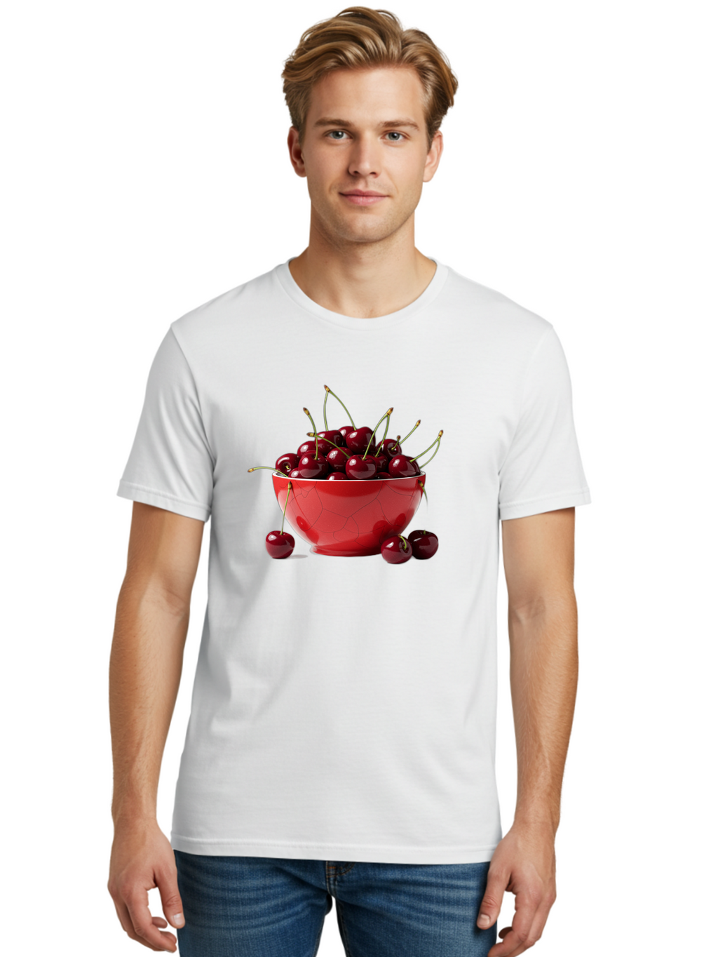 Cherries-In-Bowl-6 Men'S Graphic Tee, 100% Cotton, Comfortable Casual Summer Wear, Machine Washable, Vintage Camera, Old Camera, Antique Camera, Black Camera, Classic Photography, Photography Equipment, Nostalgic Device, Film Camera, Bai696