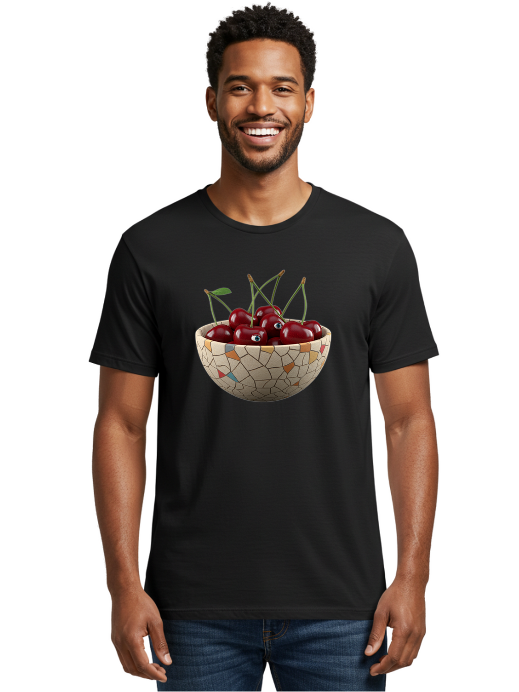 Cherries-In-Bowl-7 Men'S Graphic Tee, 100% Cotton, Comfortable Casual Summer Wear, Machine Washable, Vintage Camera, Old Camera, Antique Camera, Black Camera, Classic Photography, Photography Equipment, Nostalgic Device, Film Camera, Bai697
