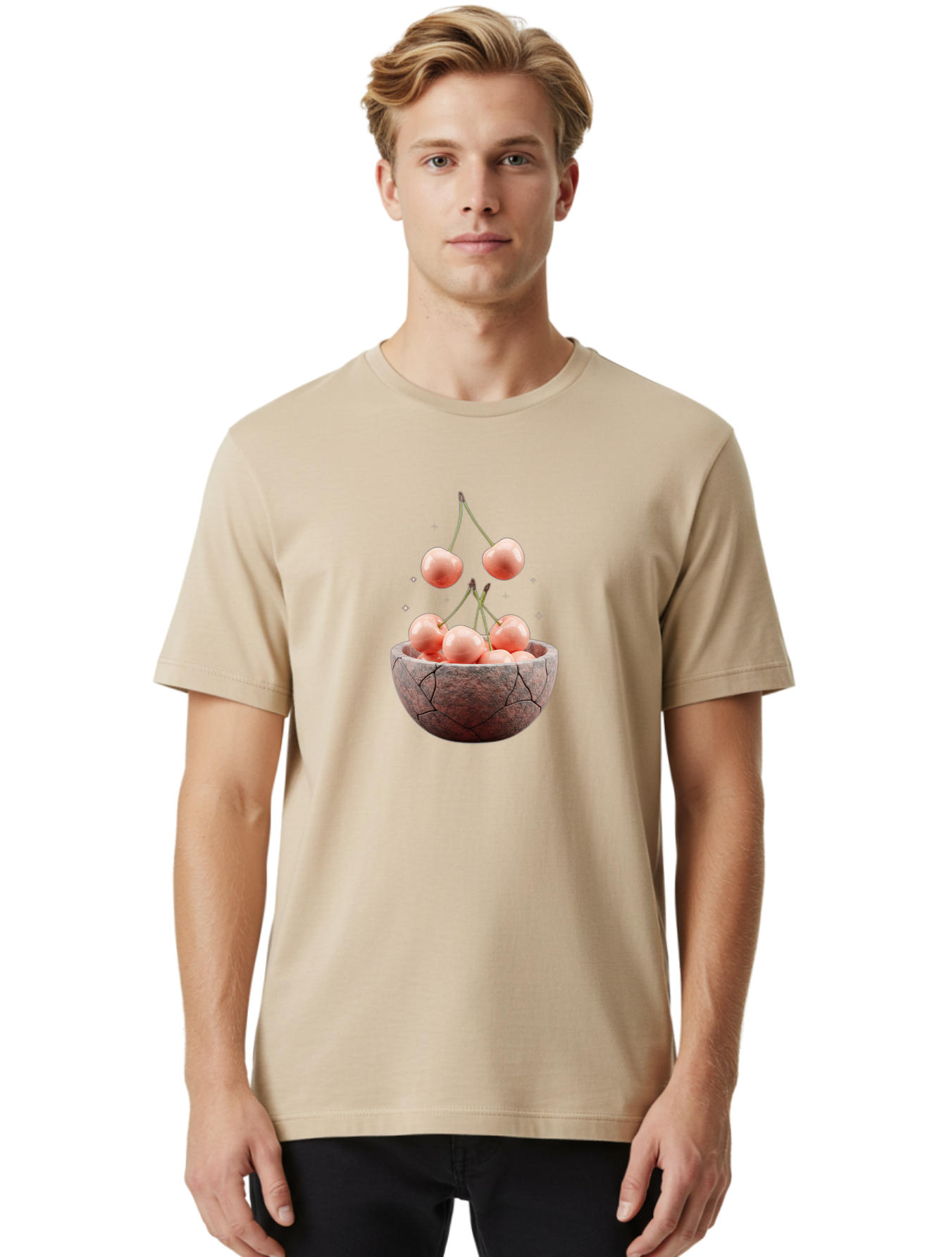 Cherries-In-Bowl-8 Men'S Graphic Tee, 100% Cotton, Comfortable Casual Summer Wear, Machine Washable, Vintage Camera, Old Camera, Antique Camera, Black Camera, Classic Photography, Photography Equipment, Nostalgic Device, Film Camera, Bai698