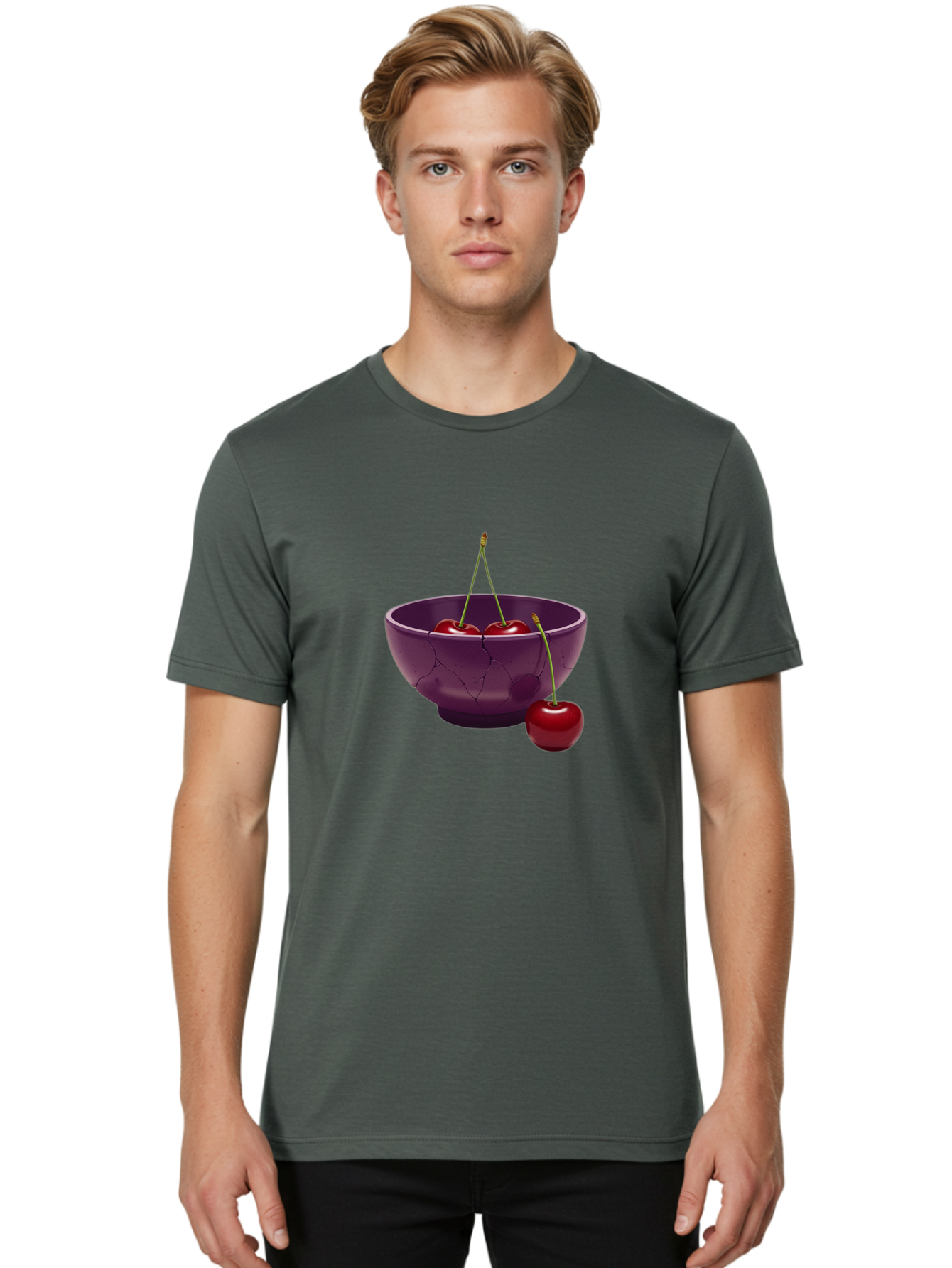 Cherries-In-Bowl Men'S Graphic Tee, 100% Cotton, Comfortable Casual Summer Wear, Machine Washable, Vintage Camera, Old Camera, Antique Camera, Black Camera, Classic Photography, Photography Equipment, Nostalgic Device, Film Camera, Camera Art Bai700